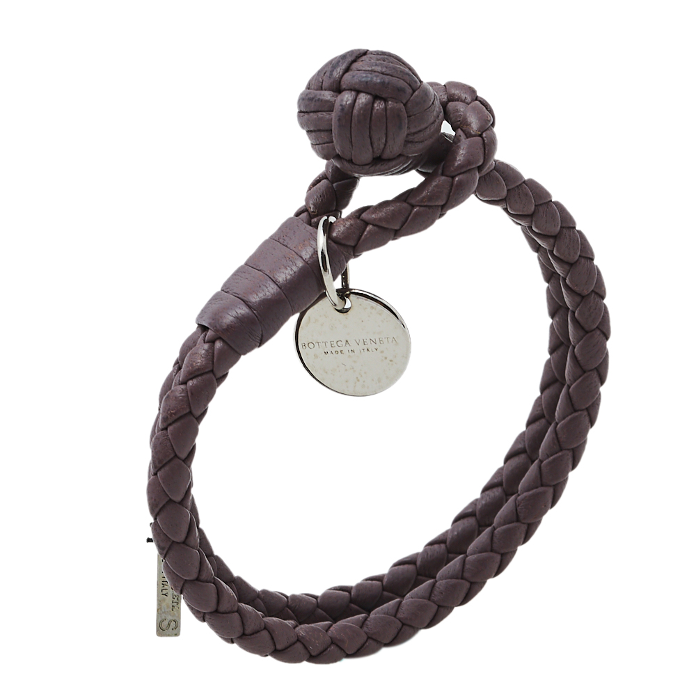 

Bottega Veneta Lavender Intrecciato Leather Double Strand Knot Bracelet, Purple