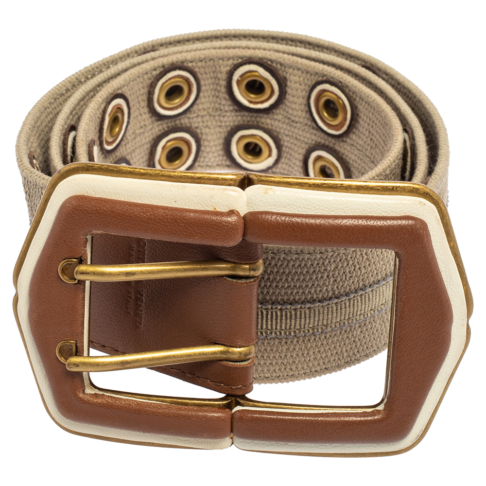 

Bottega Veneta Fabric and Leather Buckle Waist Belt, Multicolor