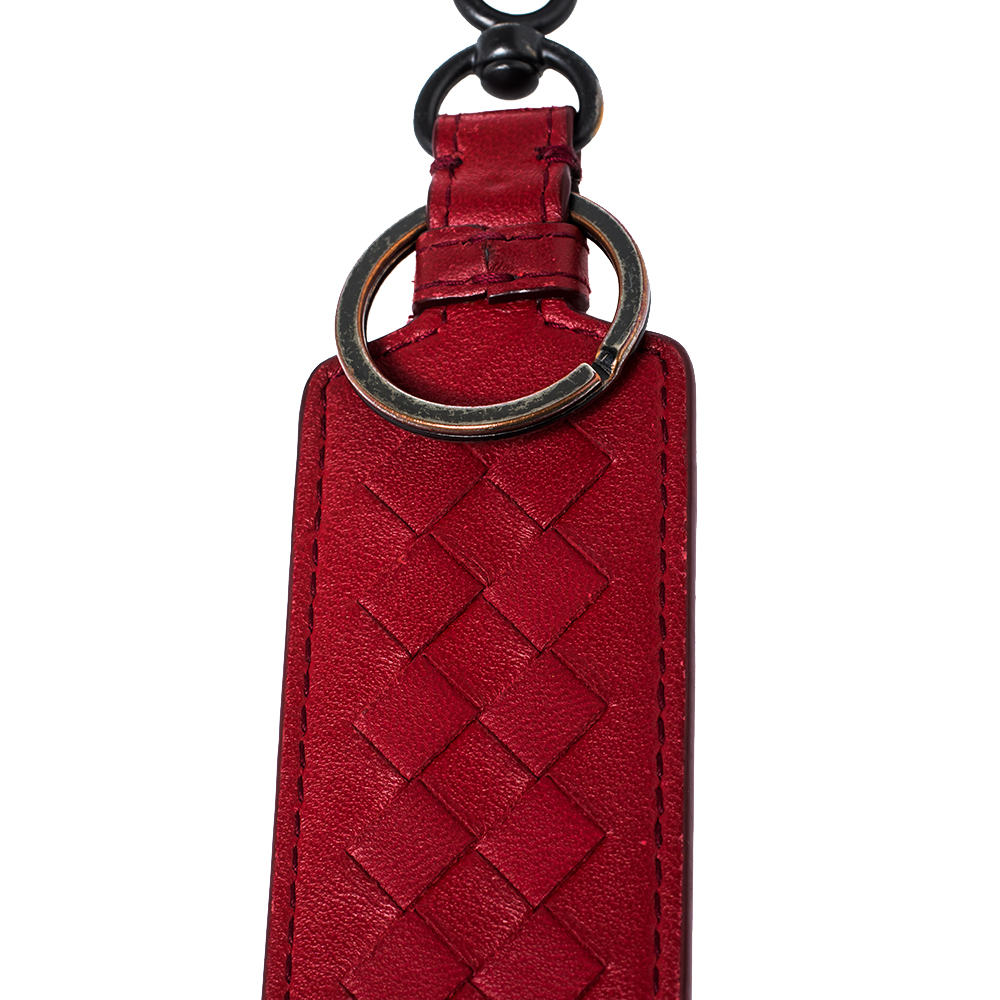 

Bottega Veneta Red Intrecciato Leather Bag Charm/Key Chain