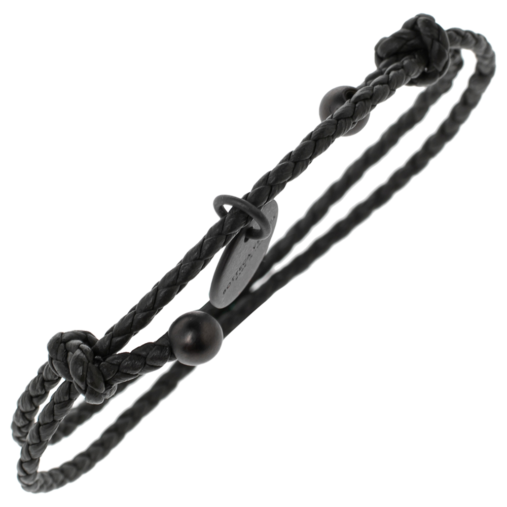 

Bottega Veneta Grey Intrecciato Leather Adjustable Bracelet