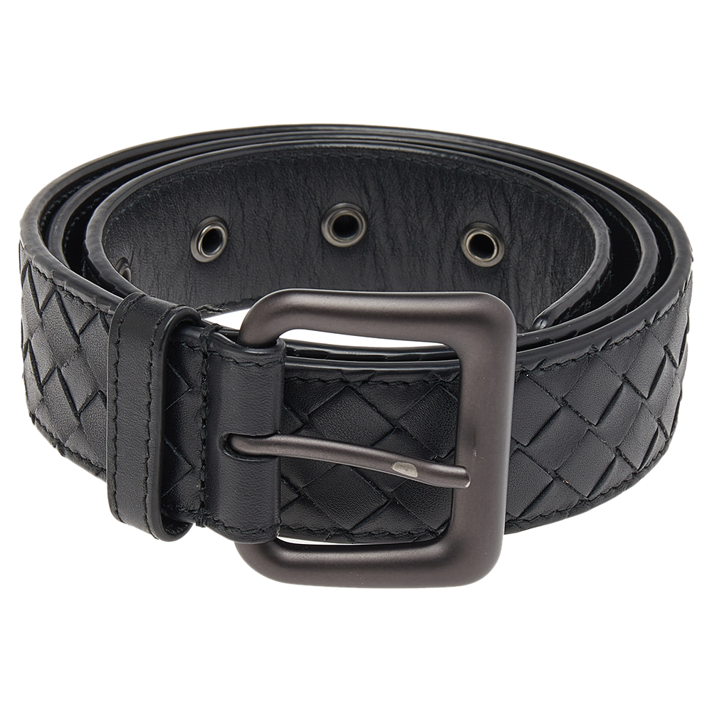

Bottega Veneta Black Intrecciato Leather Belt