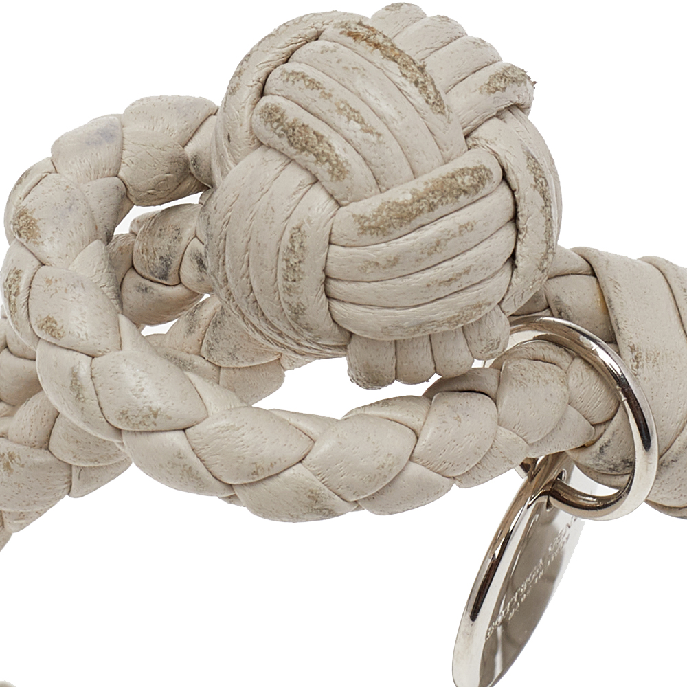 

Bottega Veneta White Intrecciato Leather Double Strand Knot Bracelet