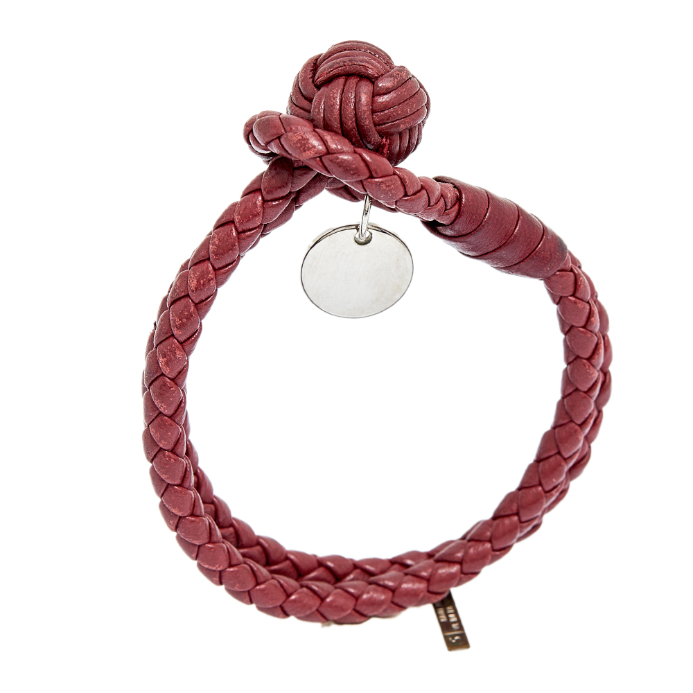 

Bottega Veneta Intrecciato Nappa Burgundy Leather Double Strand Bracelet