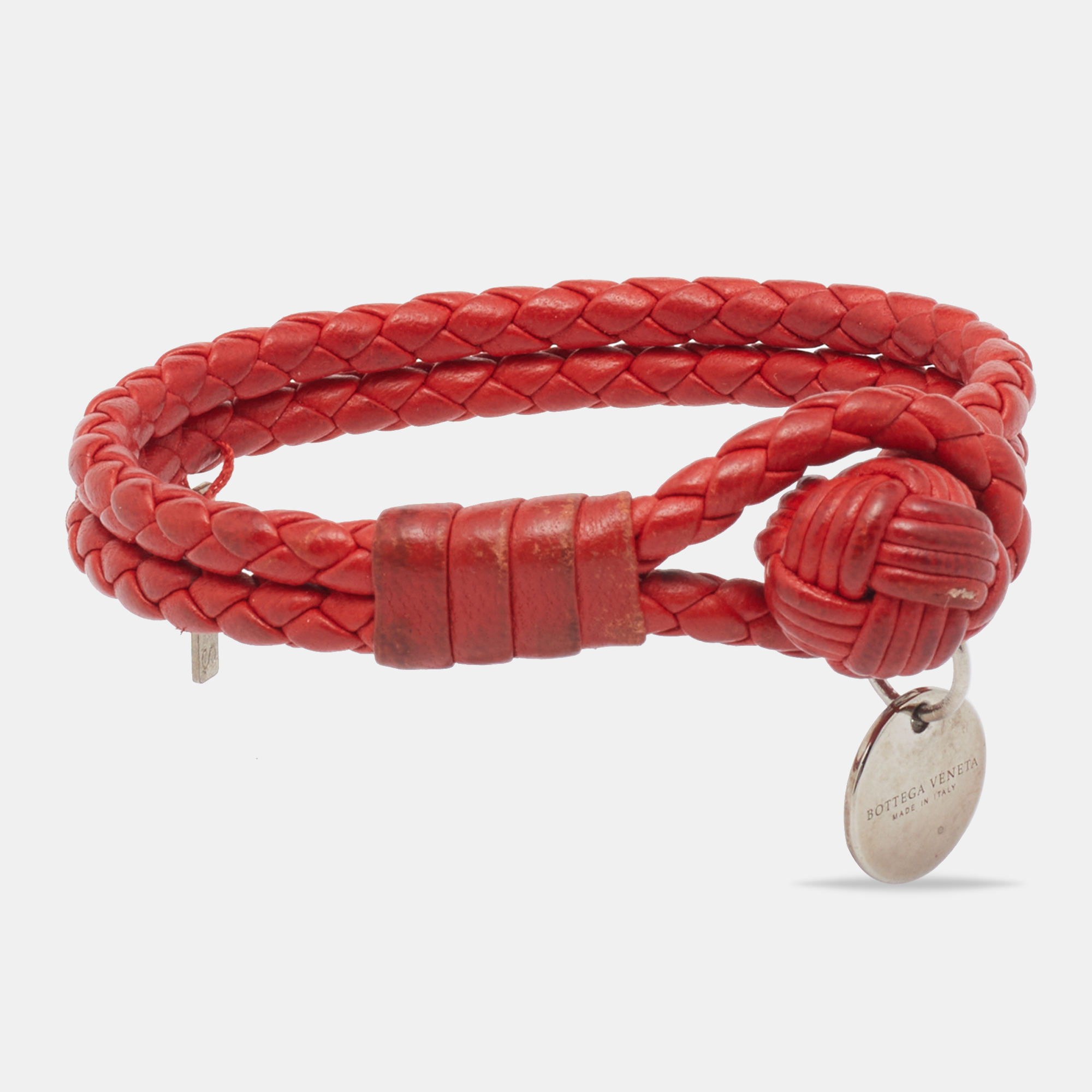 

Bottega Veneta Orange Intrecciato Leather Double Strand Bracelet