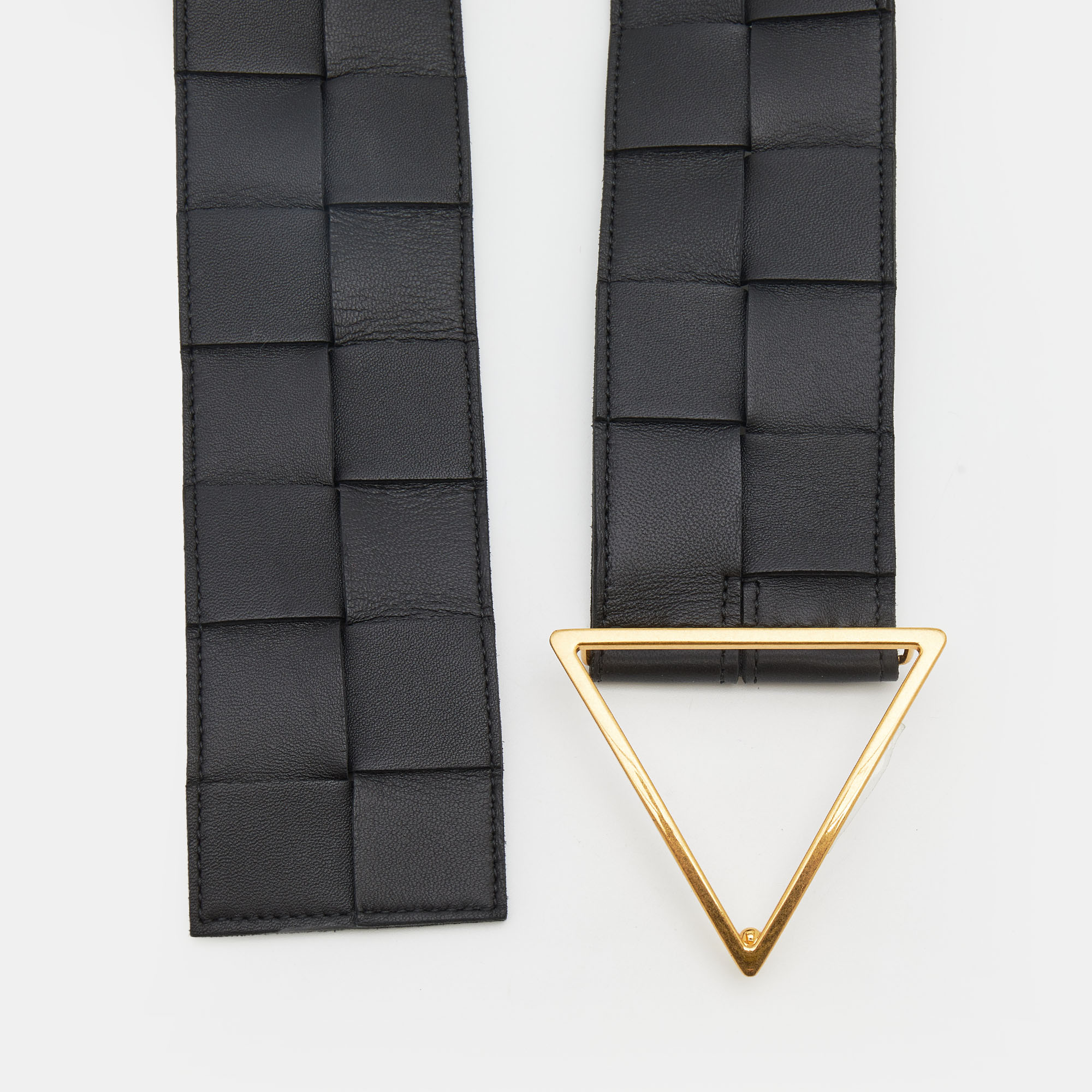 

Bottega Veneta Black Intrecciato Leather Wide Waist Belt
