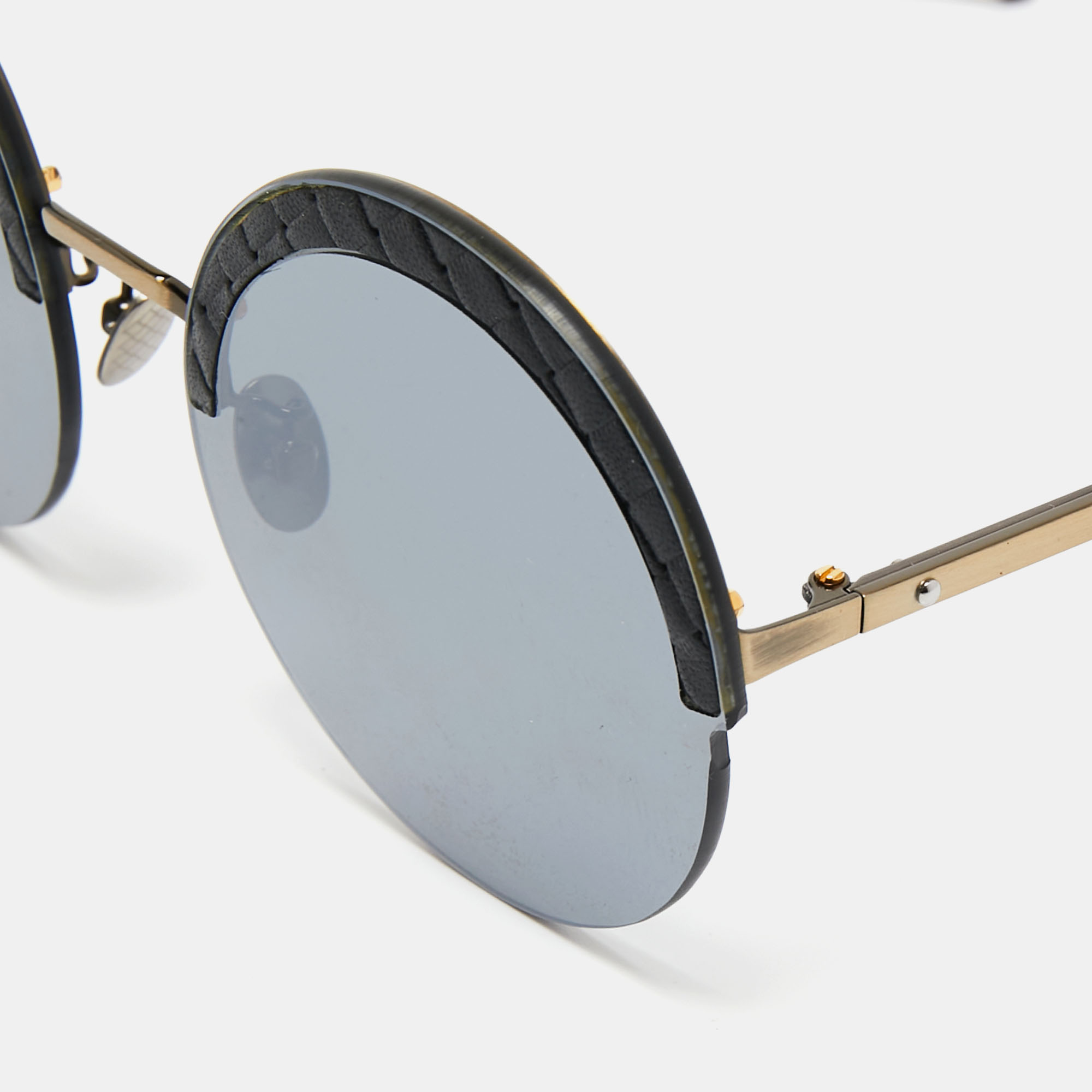 

Bottega Veneta Gold/Black BV0208S Rimless Round Sunglasses