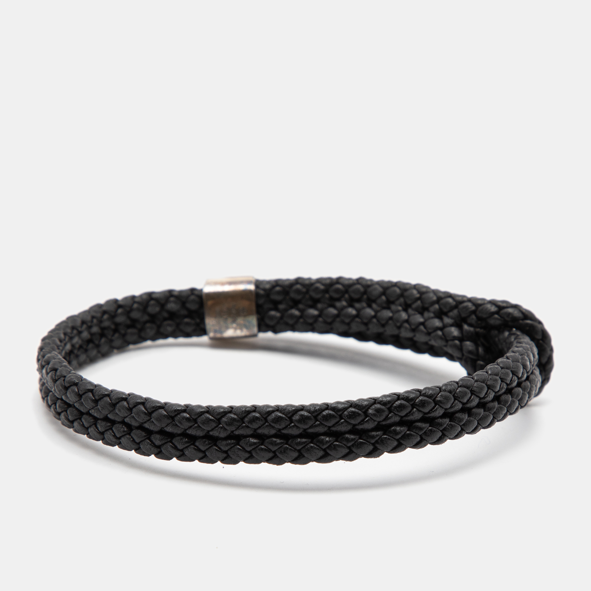 

Bottega Veneta Double Strand Woven Leather Sterling Silver Bracelet