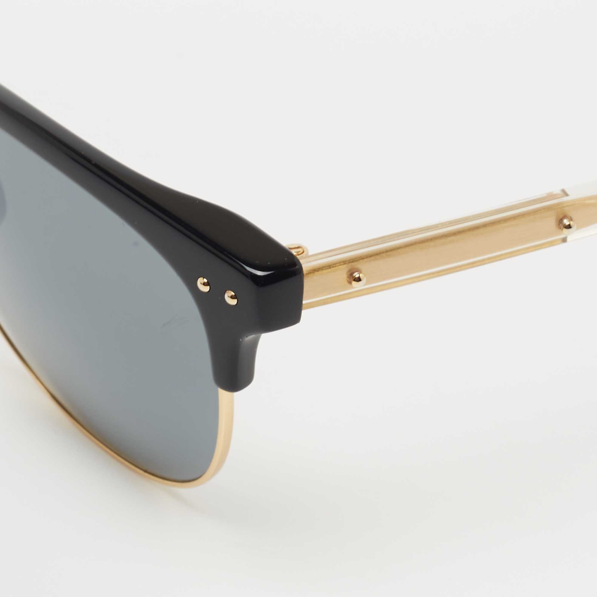 

Bottega Veneta Black/Gold BV0092SK Rectangle Sunglasses
