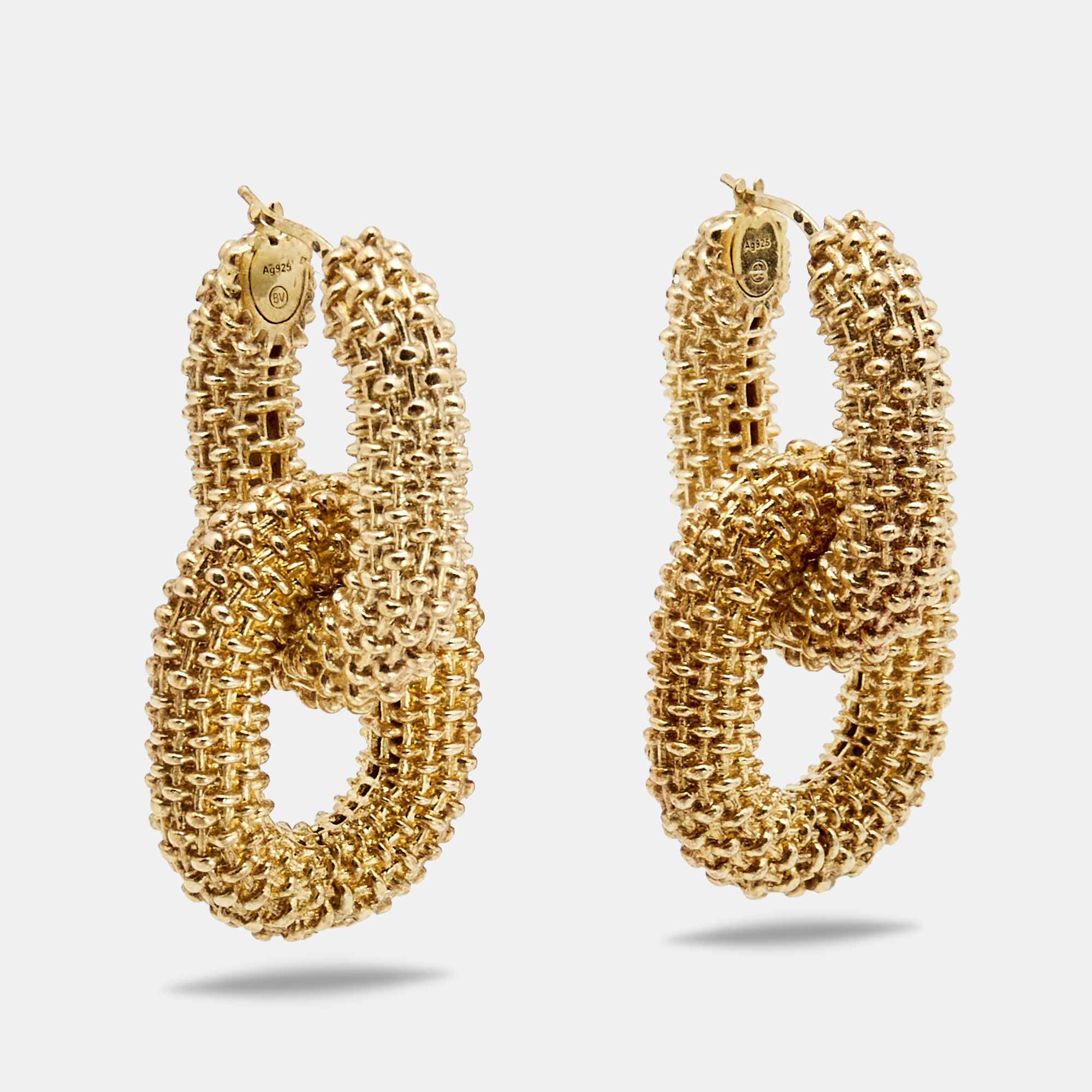 

Bottega Veneta Double Hoop Gold Tone Drop Earrings