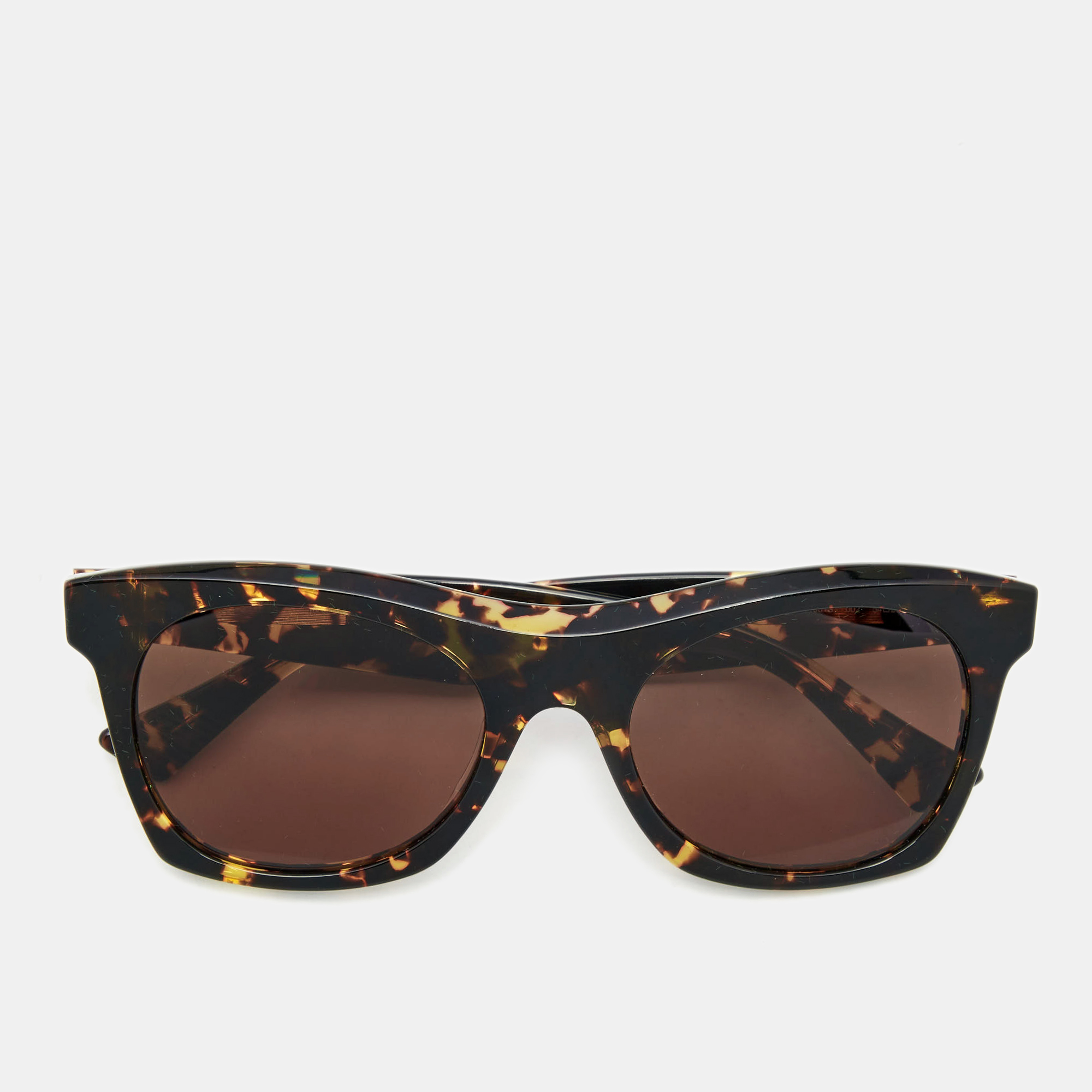 Pre-owned Bottega Veneta Brown Tortoise Bv1061s Wayfarer Sunglasses