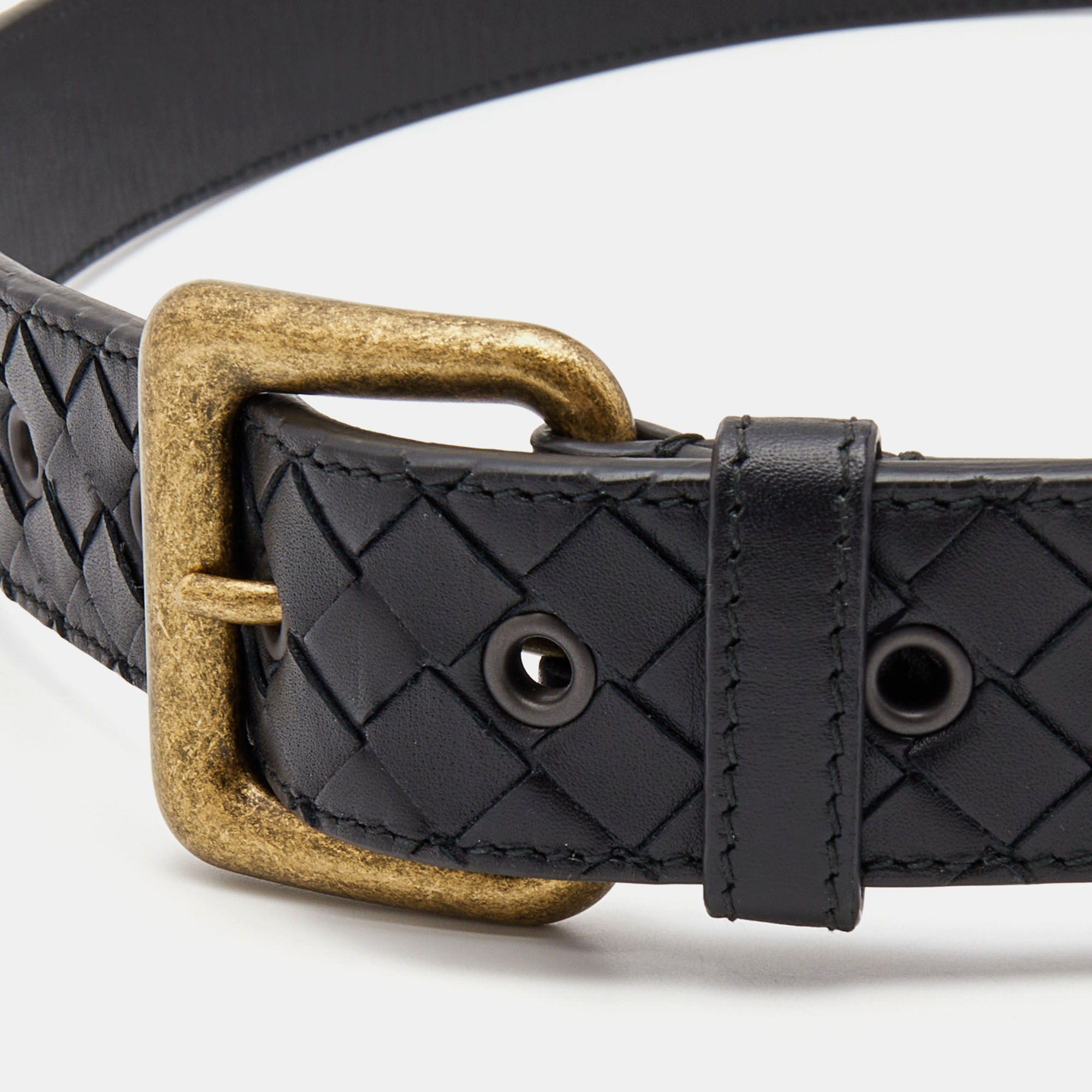 

Bottega Veneta Black Intrecciato Leather Belt