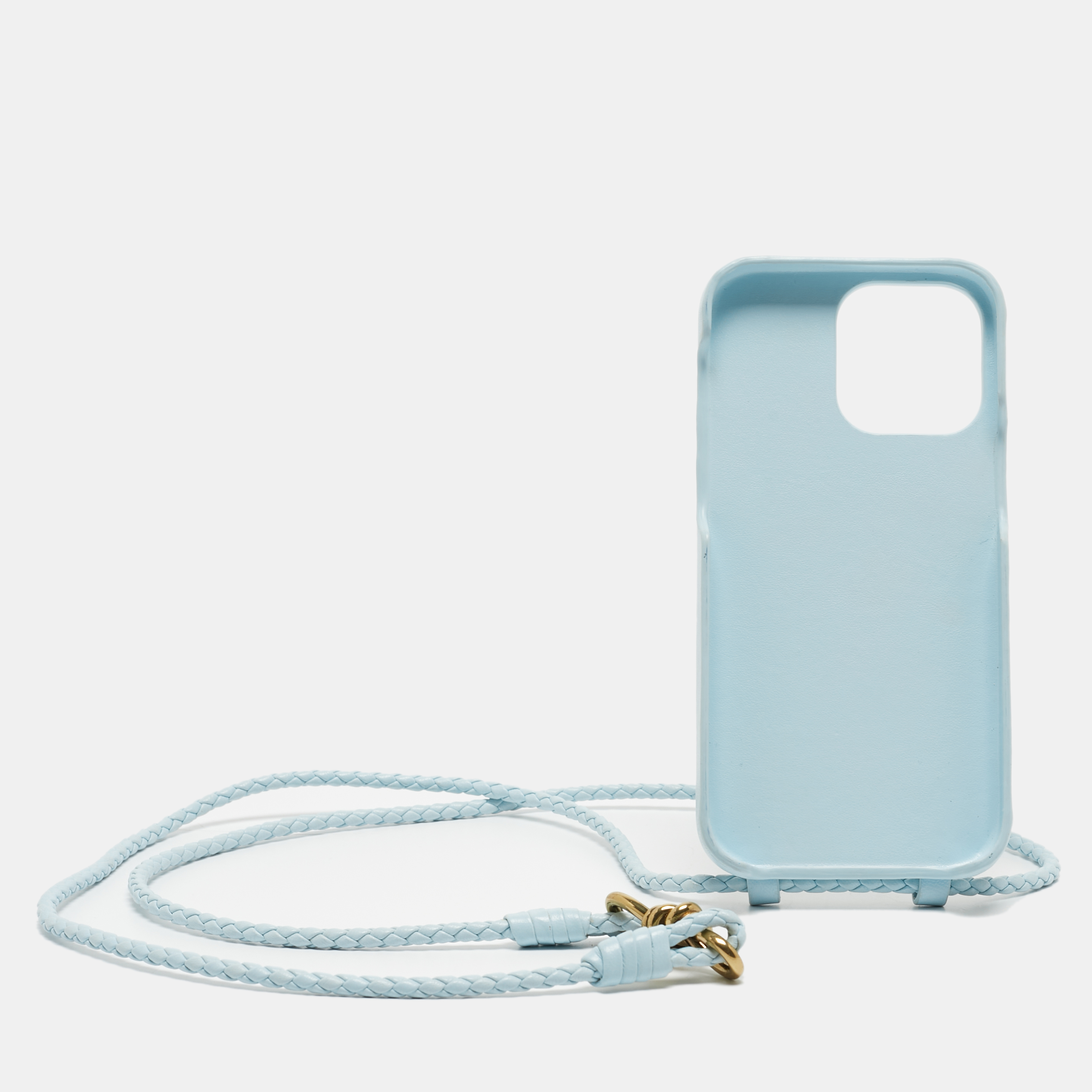 

Bottega Veneta Light Blue Leather iPhone 14 Pro Max Andiamo Strap Case