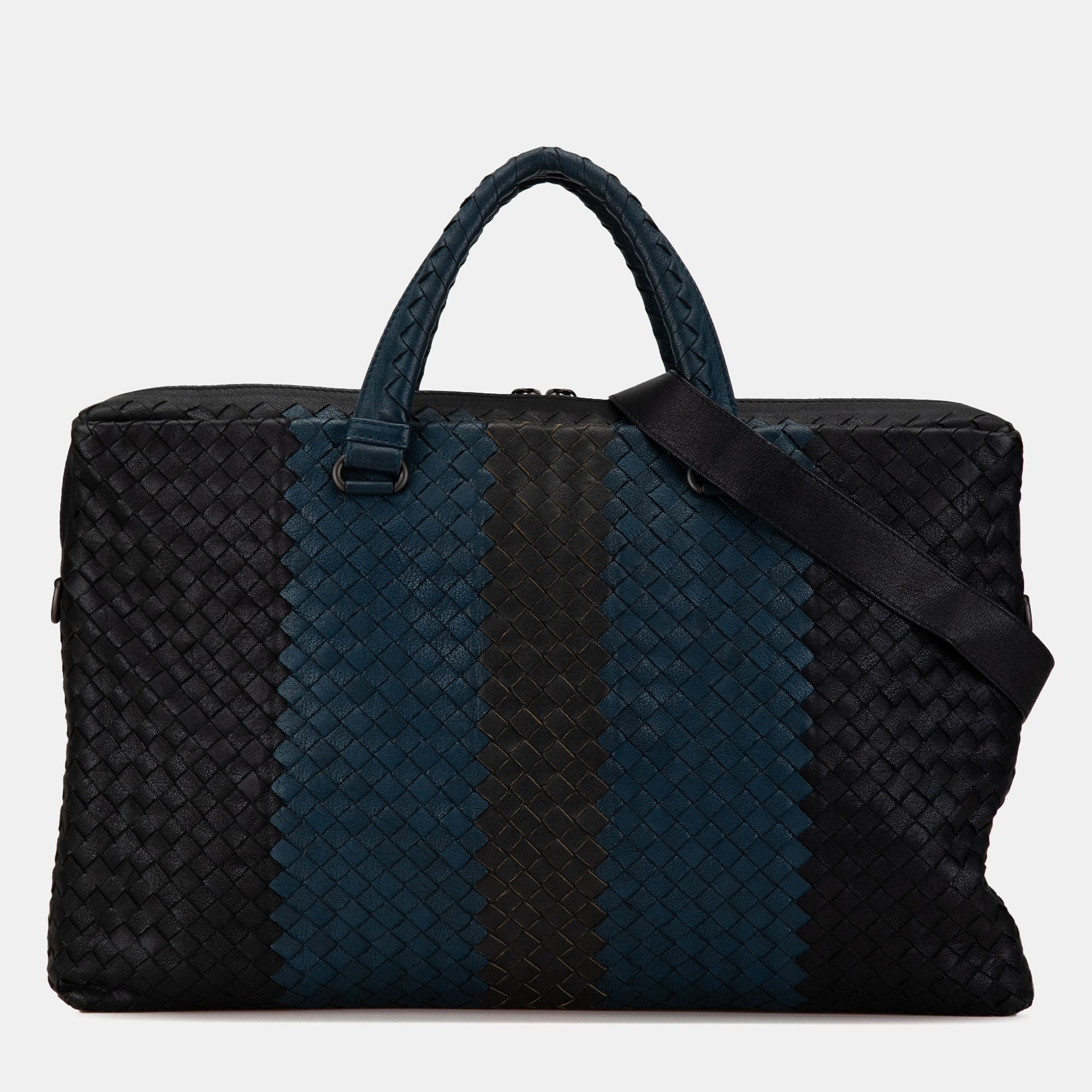 

Bottega Veneta Black Intrecciato Nappa Club Fume Briefcase