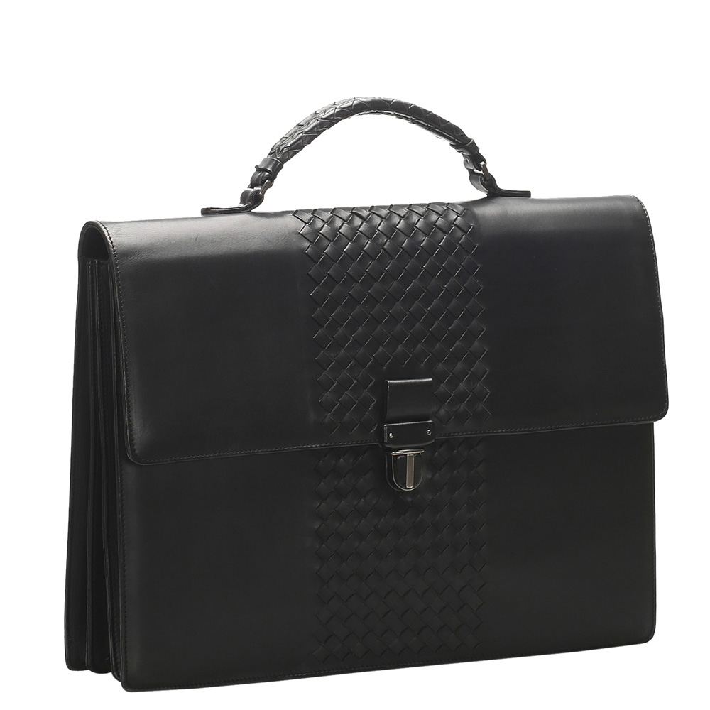 

Bottega Veneta Black Intrecciato Leather Business Bag