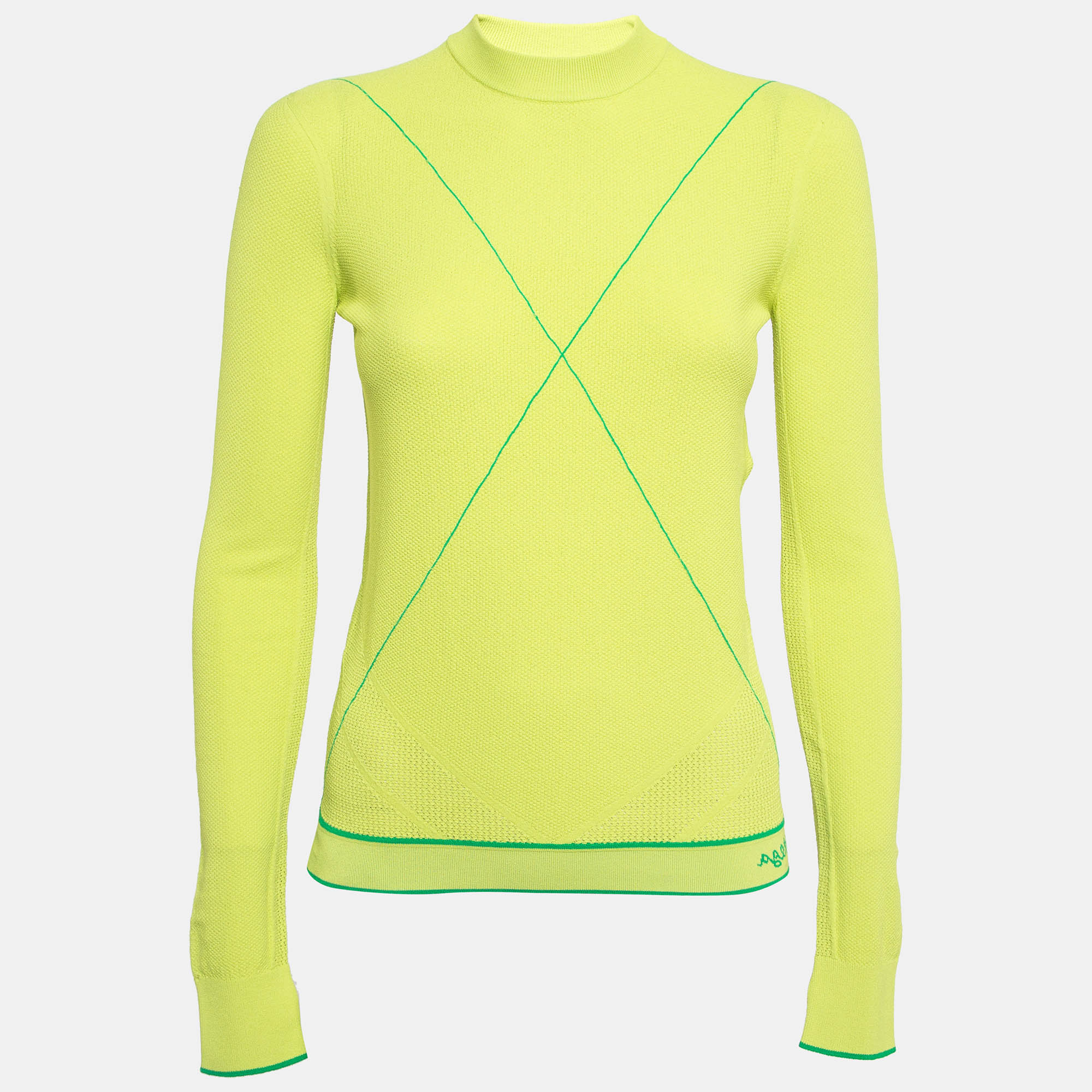 

Bottega Veneta Fluorescent Green TechnoSkin Knit Sweatshirt S