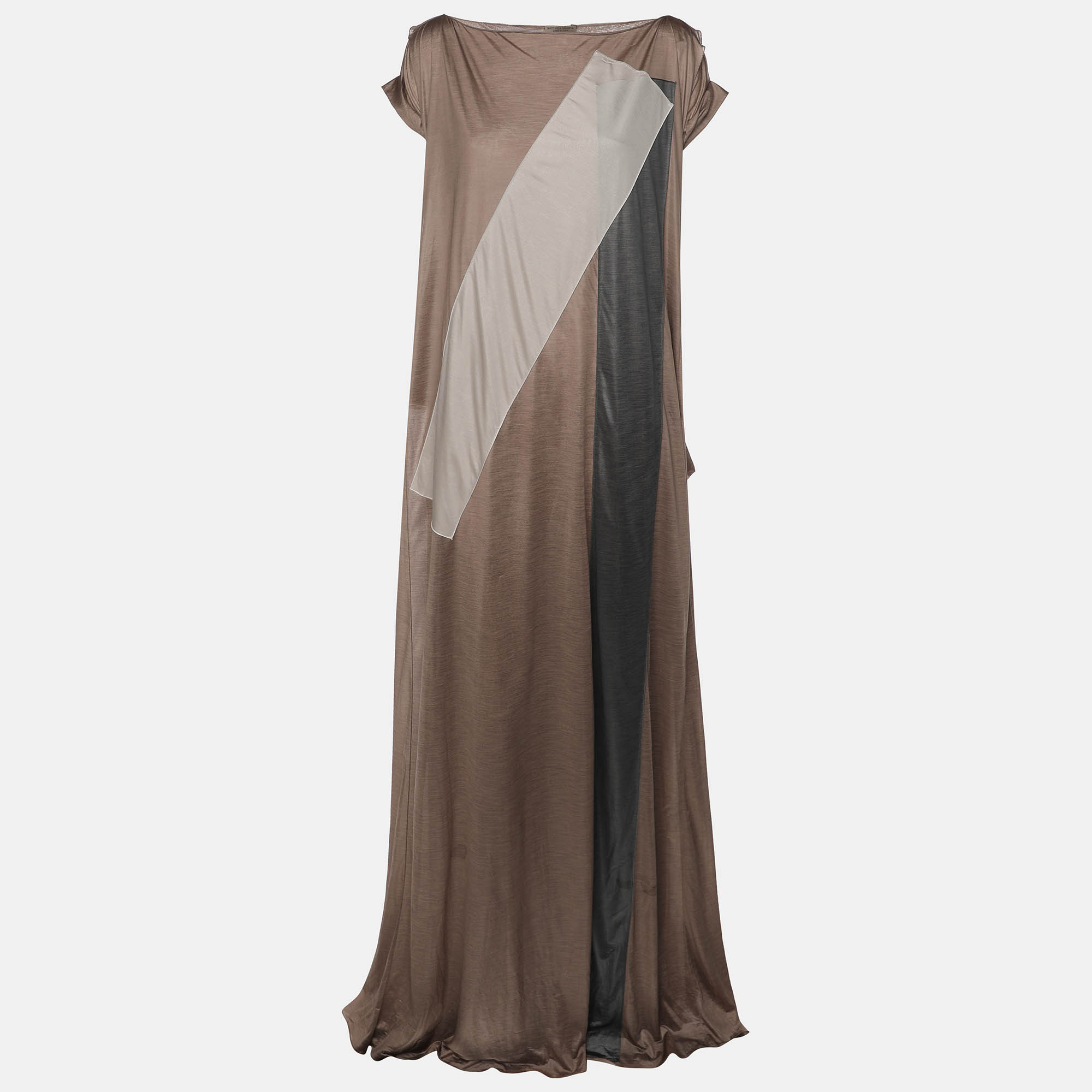 

Bottega Veneta Taupe Polyester Maxi Dress S, Brown