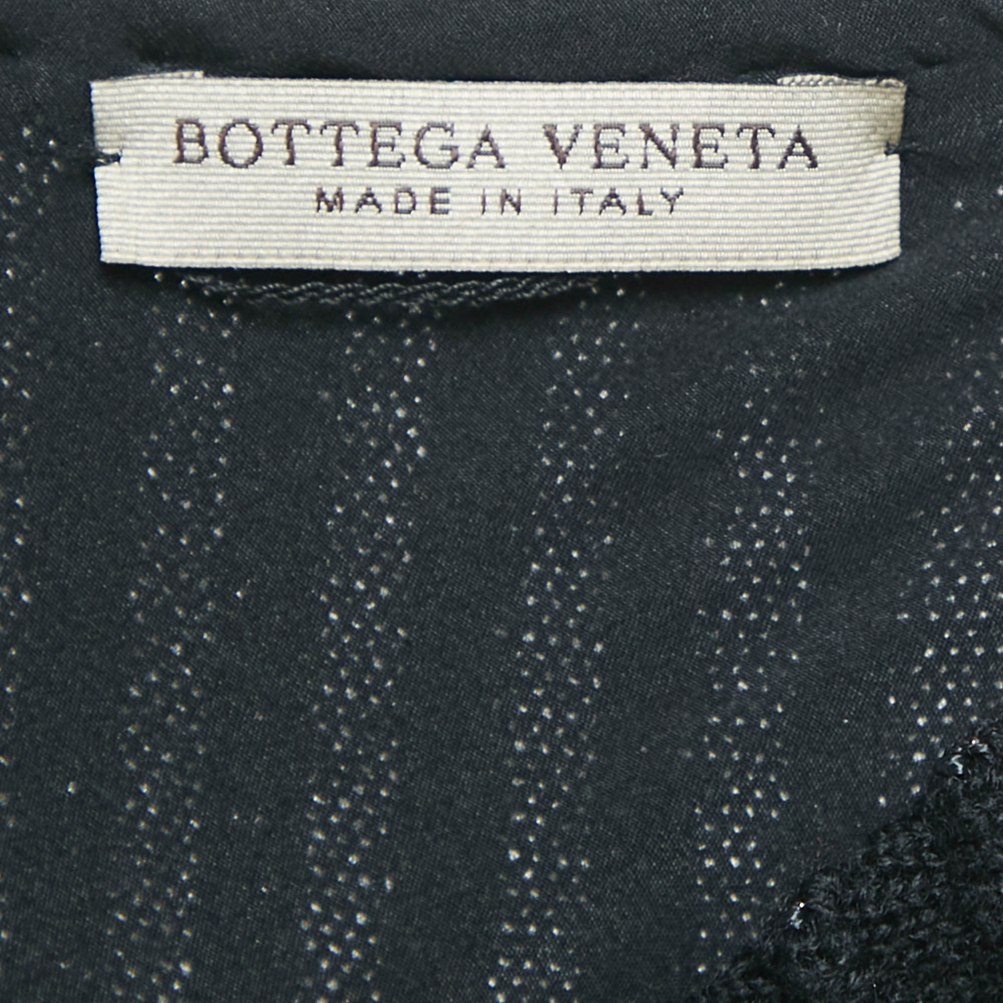 Bottega Veneta Black Wool & Patterned Knit Sleeveless Midi Dress M 