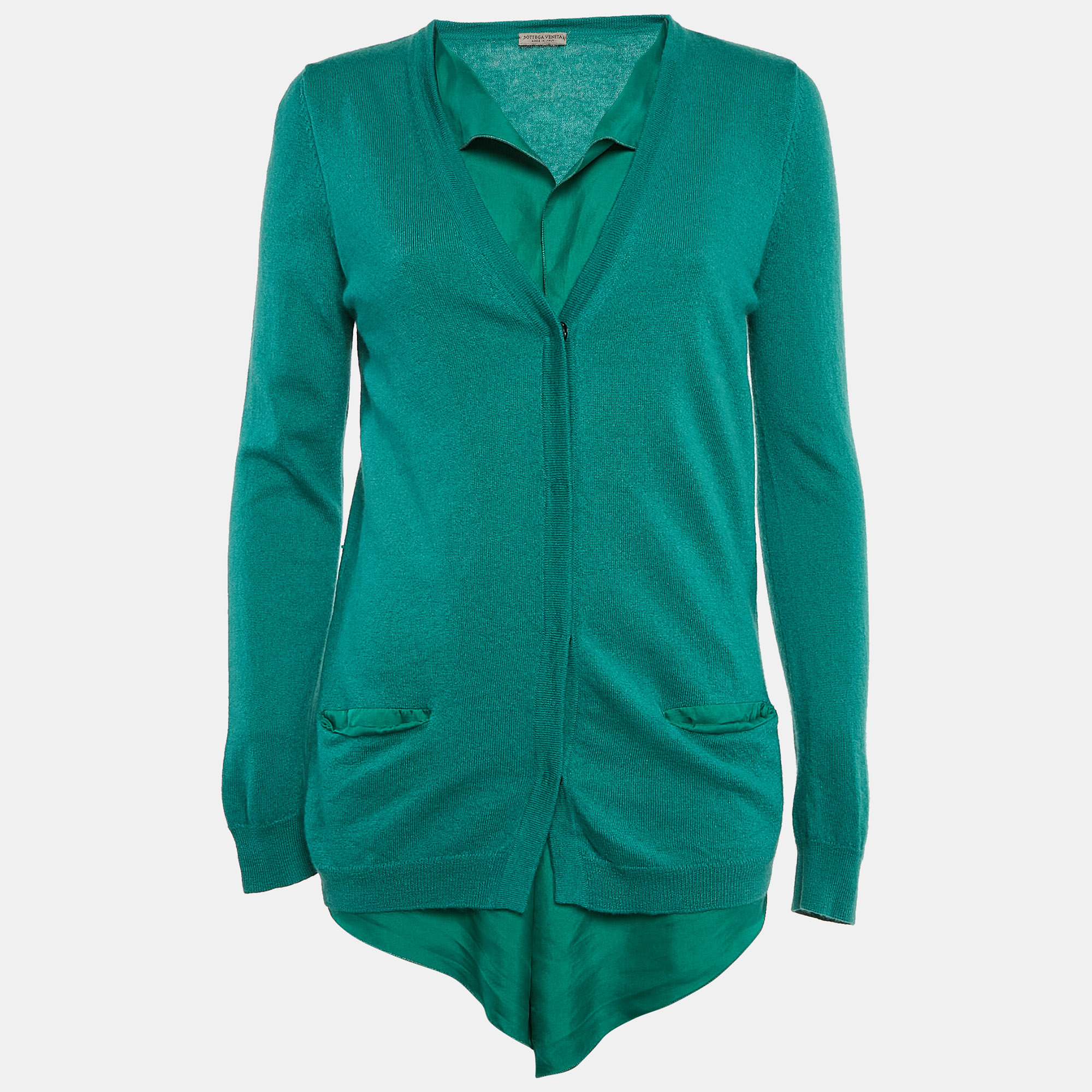 

Bottega Veneta Green Cashmere and Silk Layered Cardigan S