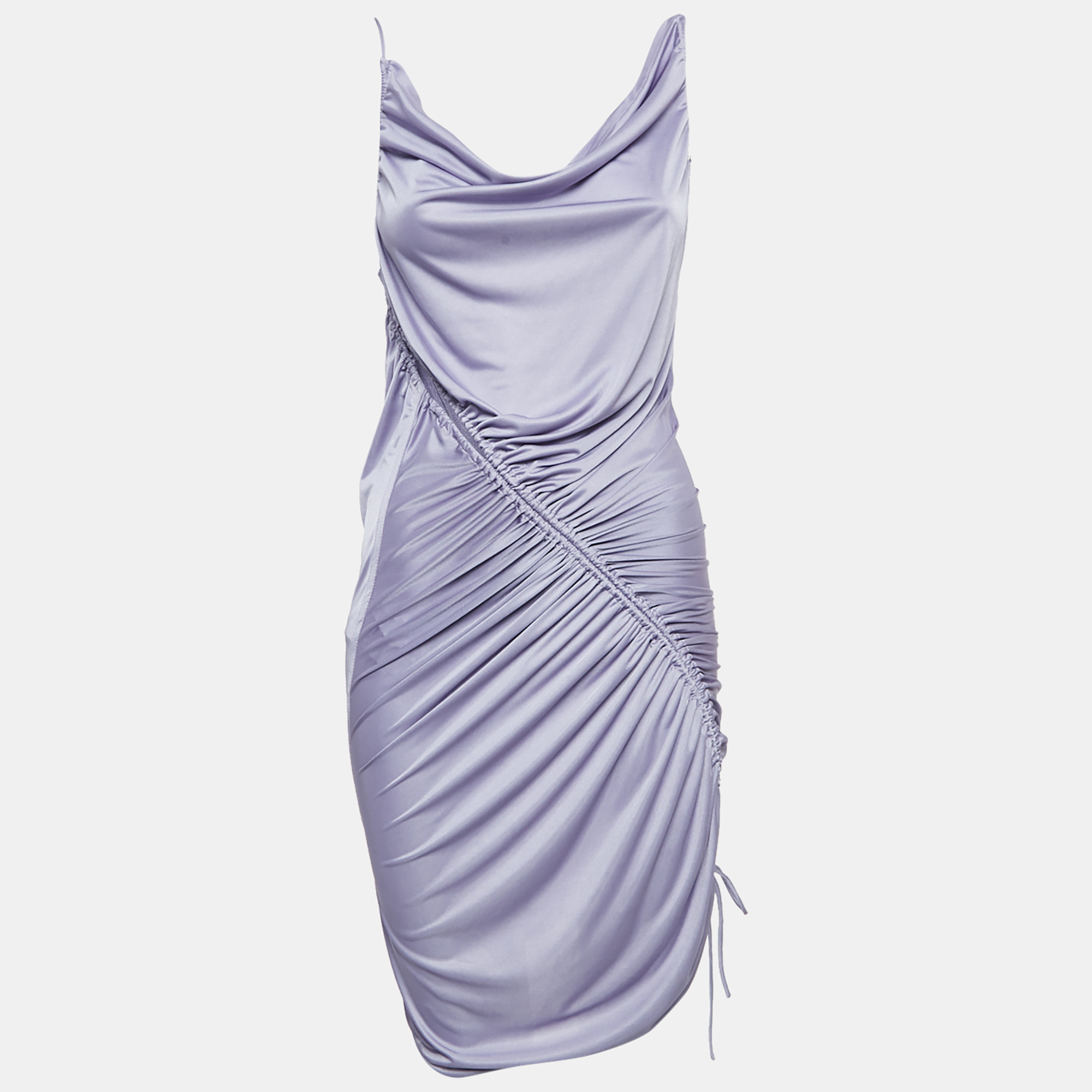 

Bottega Veneta Purple Jersey Ruched Asymmetric Midi Dress XXS