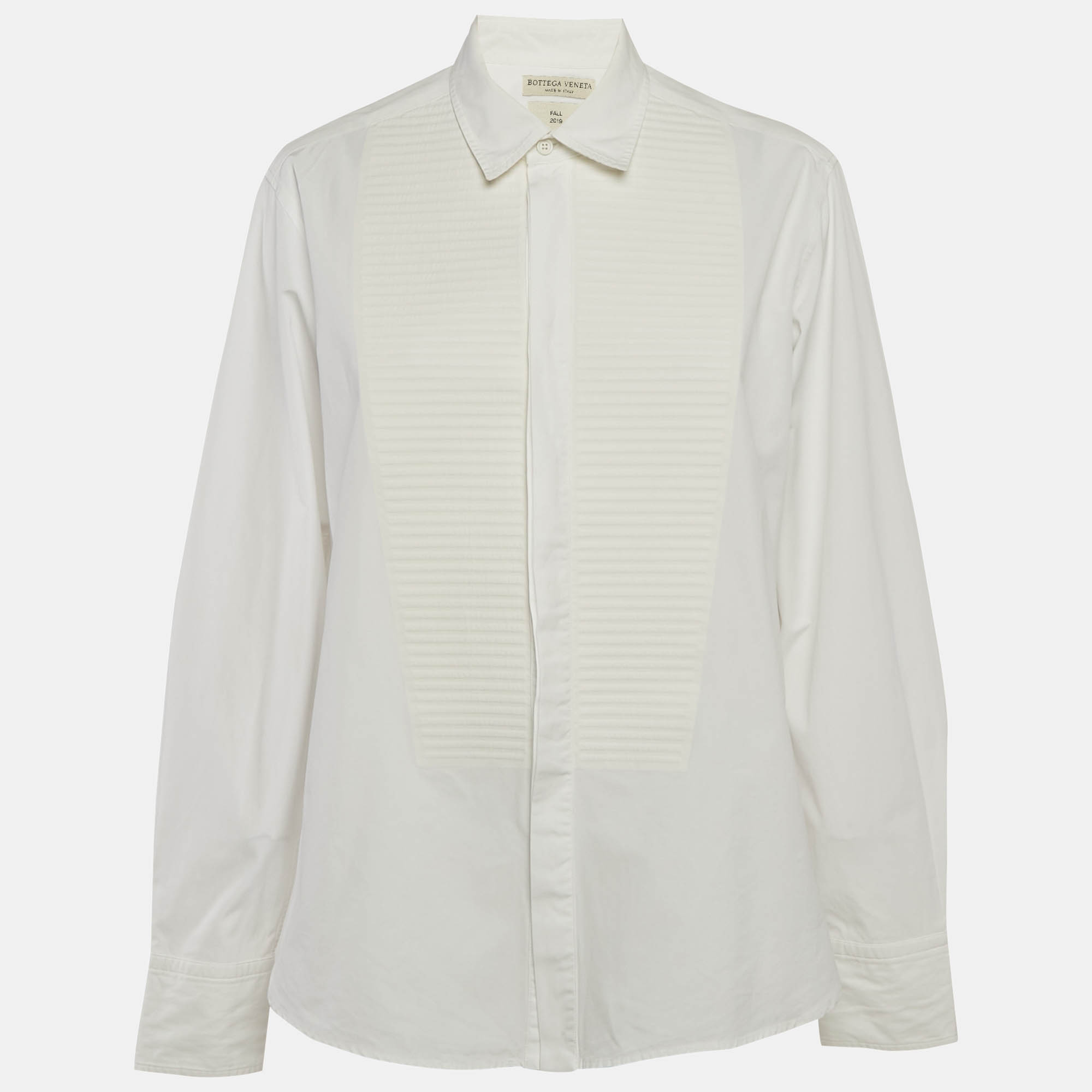 

Bottega Veneta White Front Pleated Panel Poplin Shirt L