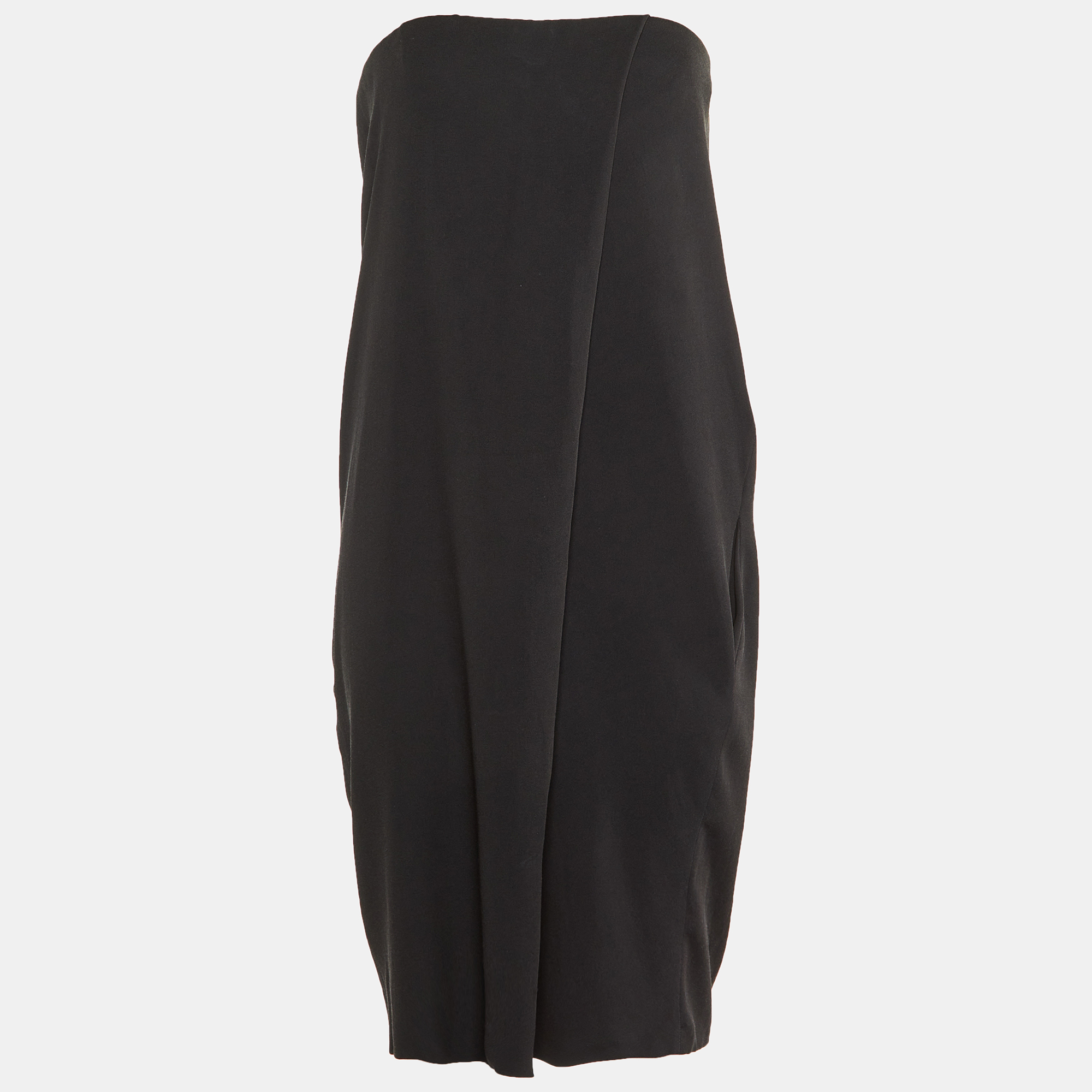

Bottega Veneta Black Silk & Cotton Draped Strapless Mini Dress M