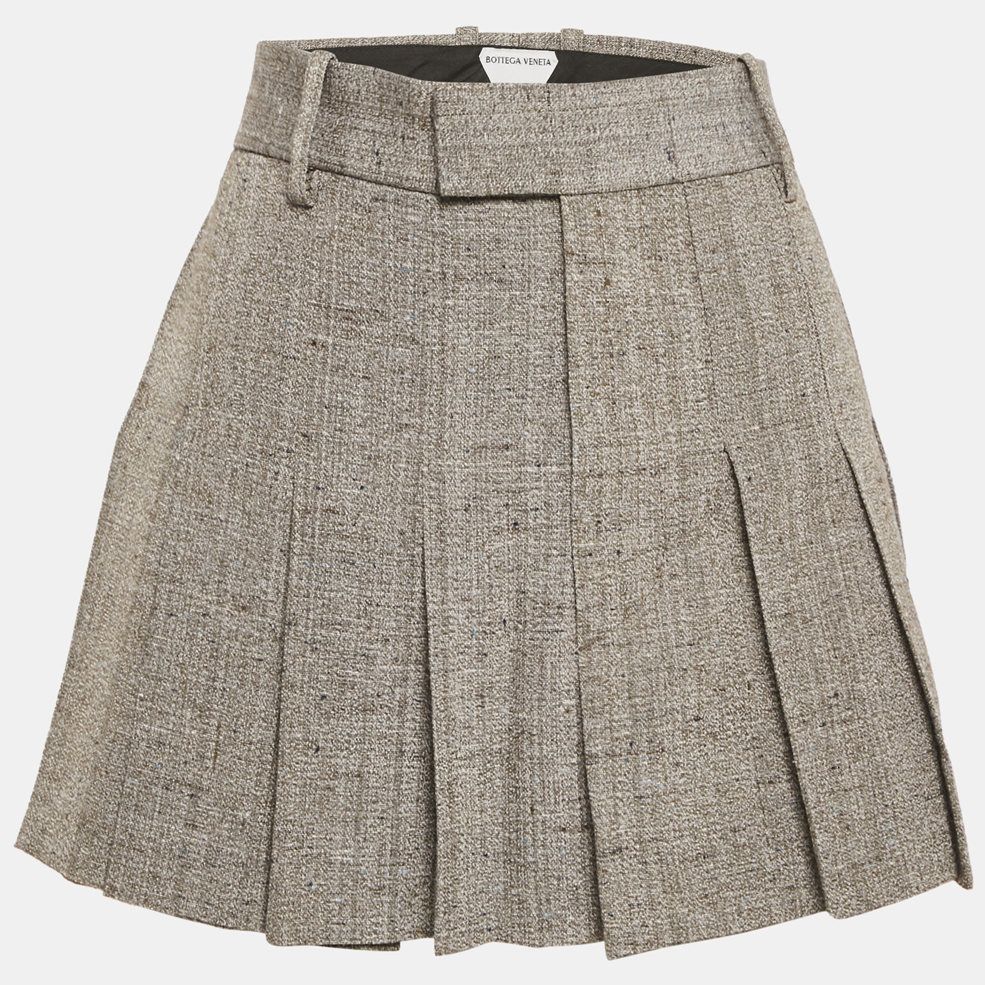 

Bottega Veneta Grey Melage Silk Blend Pleated Mini Skirt