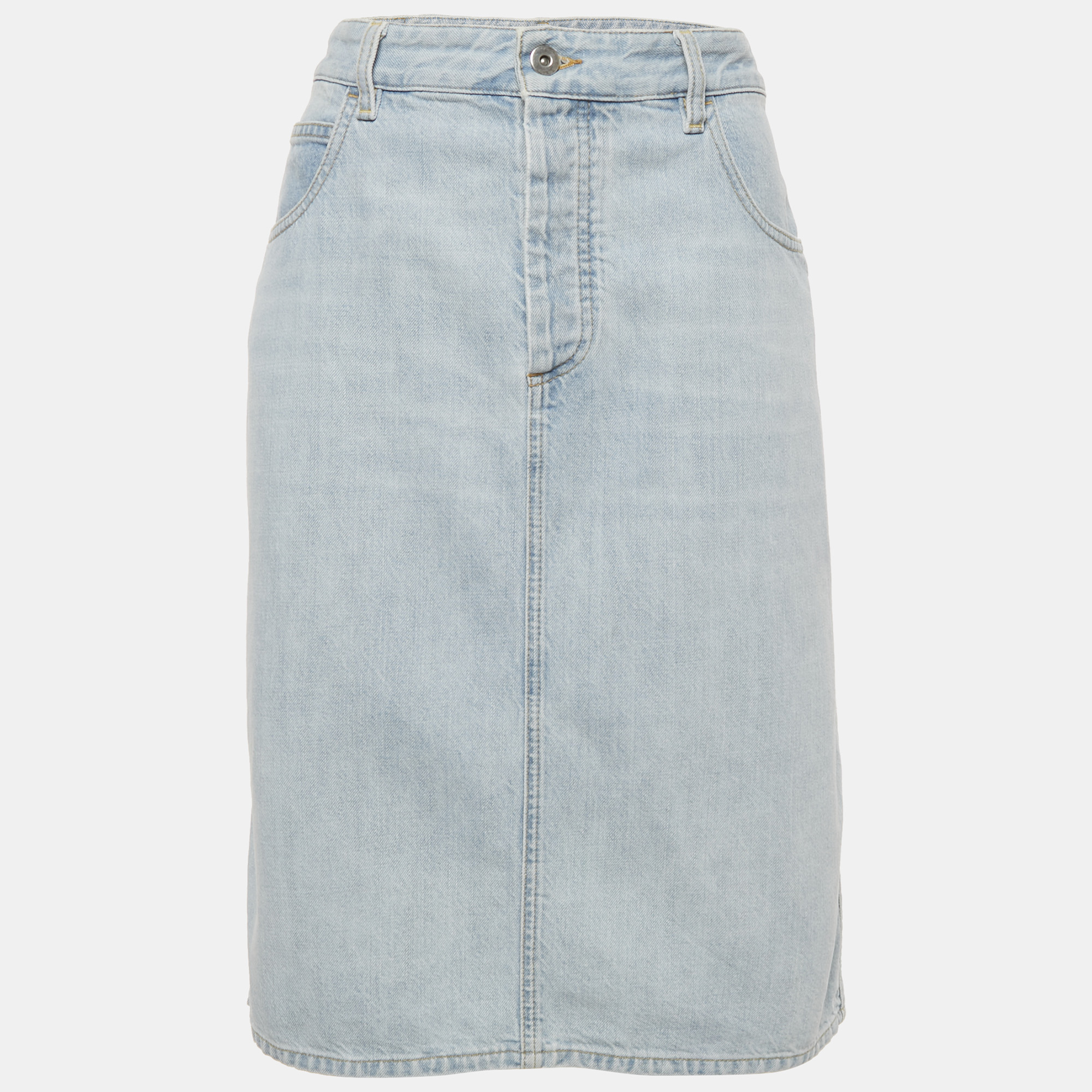 

Bottega Veneta Blue Denim Pencil Skirt L Waist 33"