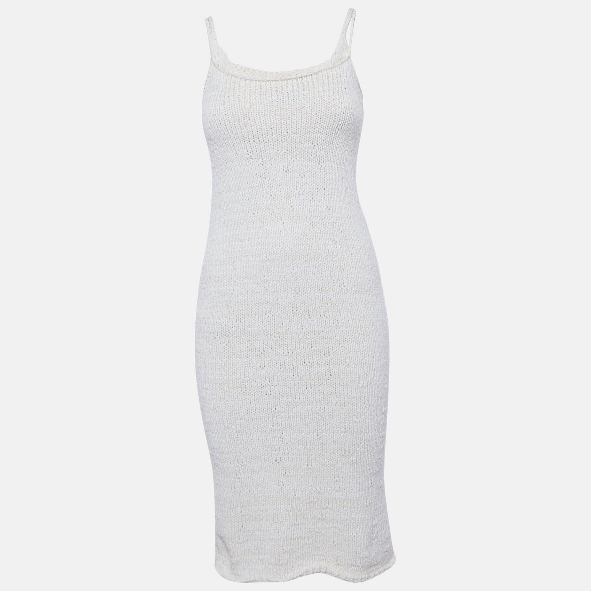 

Bottega Veneta Cream Textured Knit Bralette & Midi Dress XS