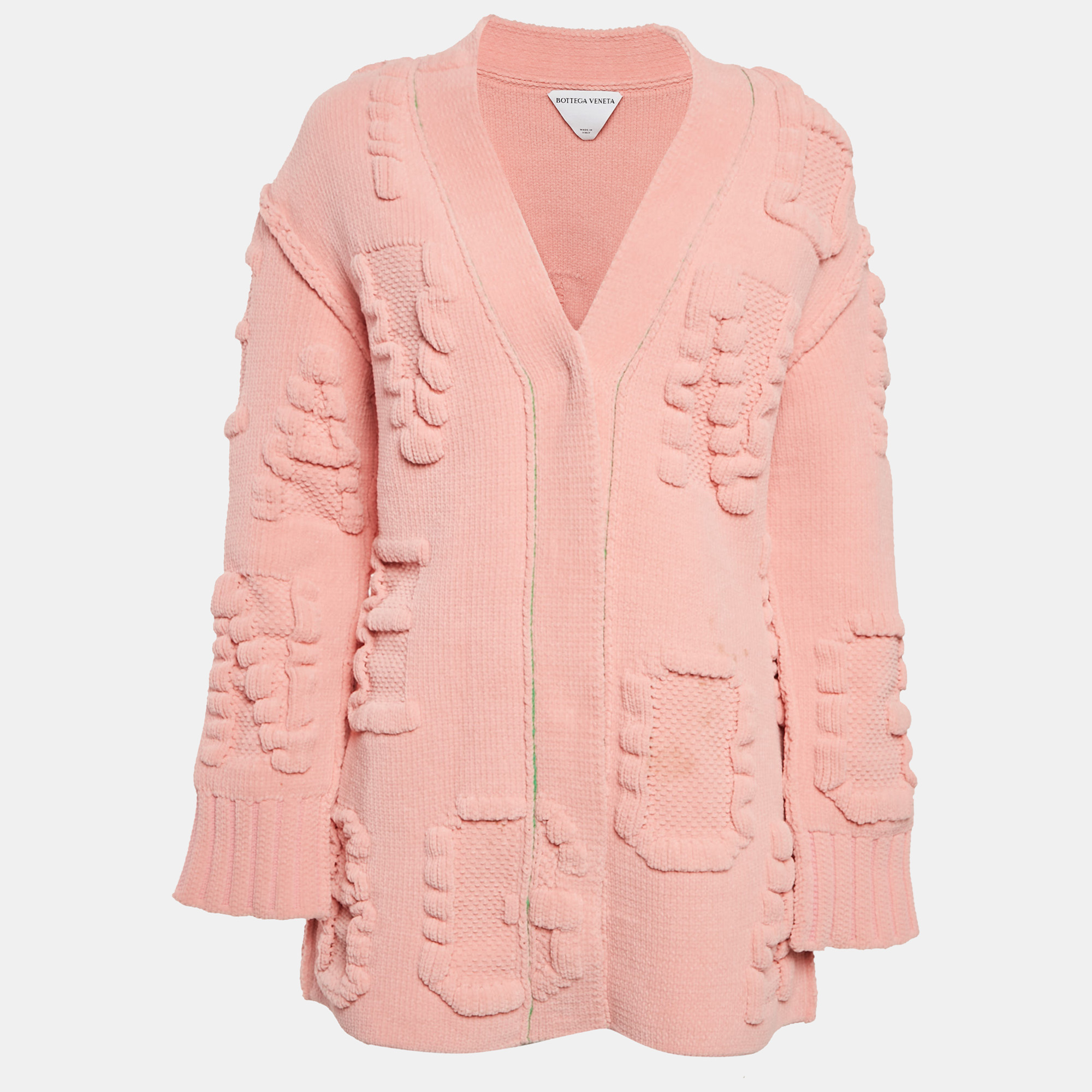 

Bottega Veneta Pink Patterned Knit Long Cardigan M