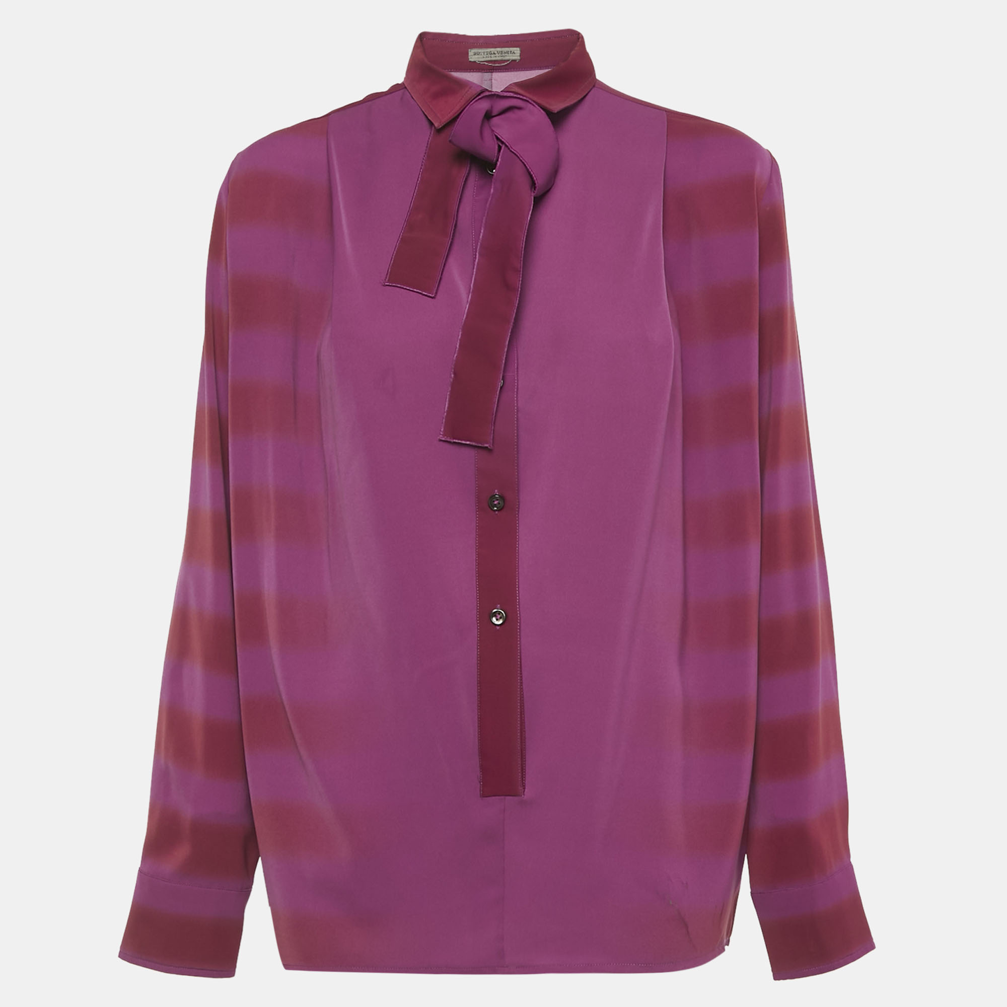 Pre-owned Bottega Veneta Pink Printed Satin Blouse M