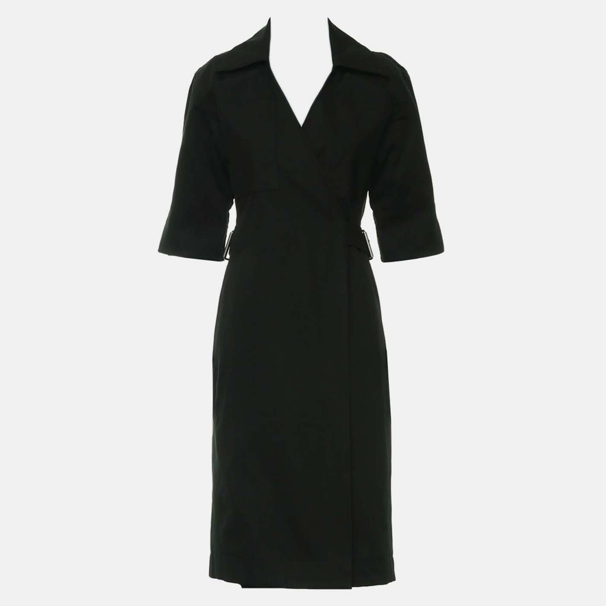 

Bottega Veneta Belted Cotton Green Wrap Dress