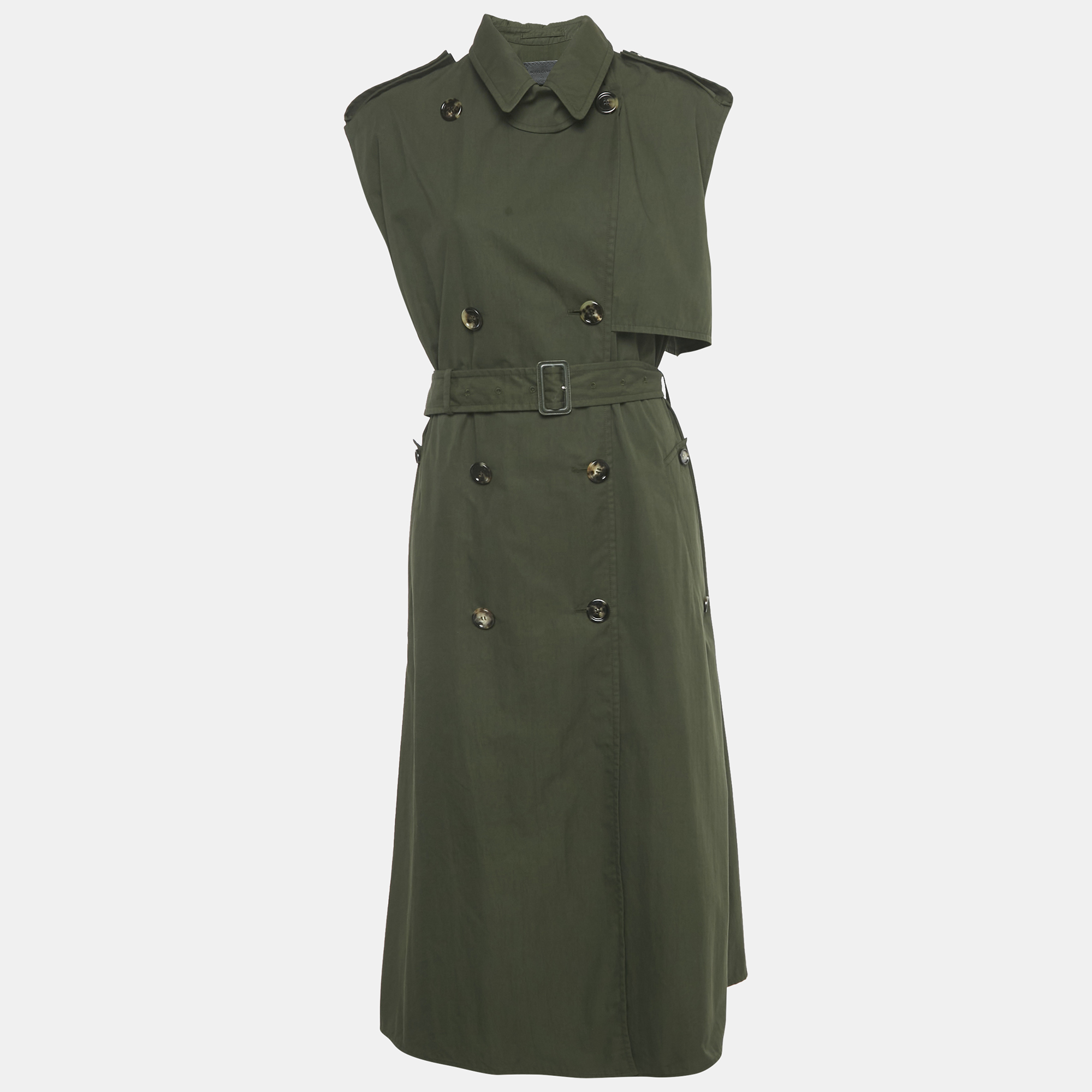 

Bottega Veneta Green Cotton Sleeveless Double Breasted Coat S
