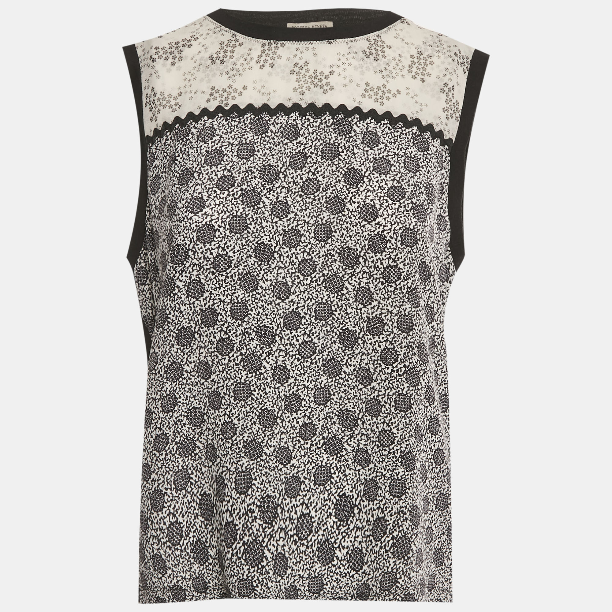 

Bottega Veneta Black Printed Silk and Jersey Sleeveless Top M