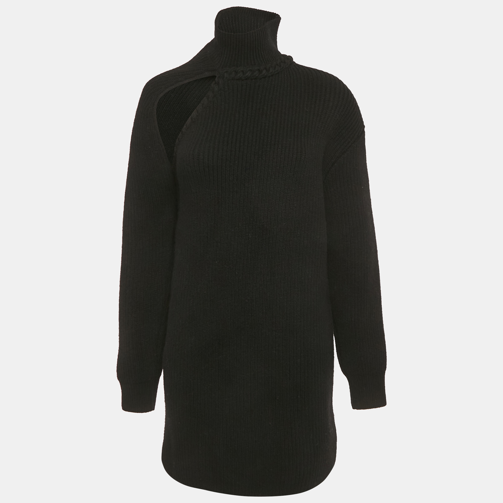 Click to view more detailed imagery on our partner's website Pre-owned Bottega Veneta Black Rib Knit Cut-out Mini Dress S