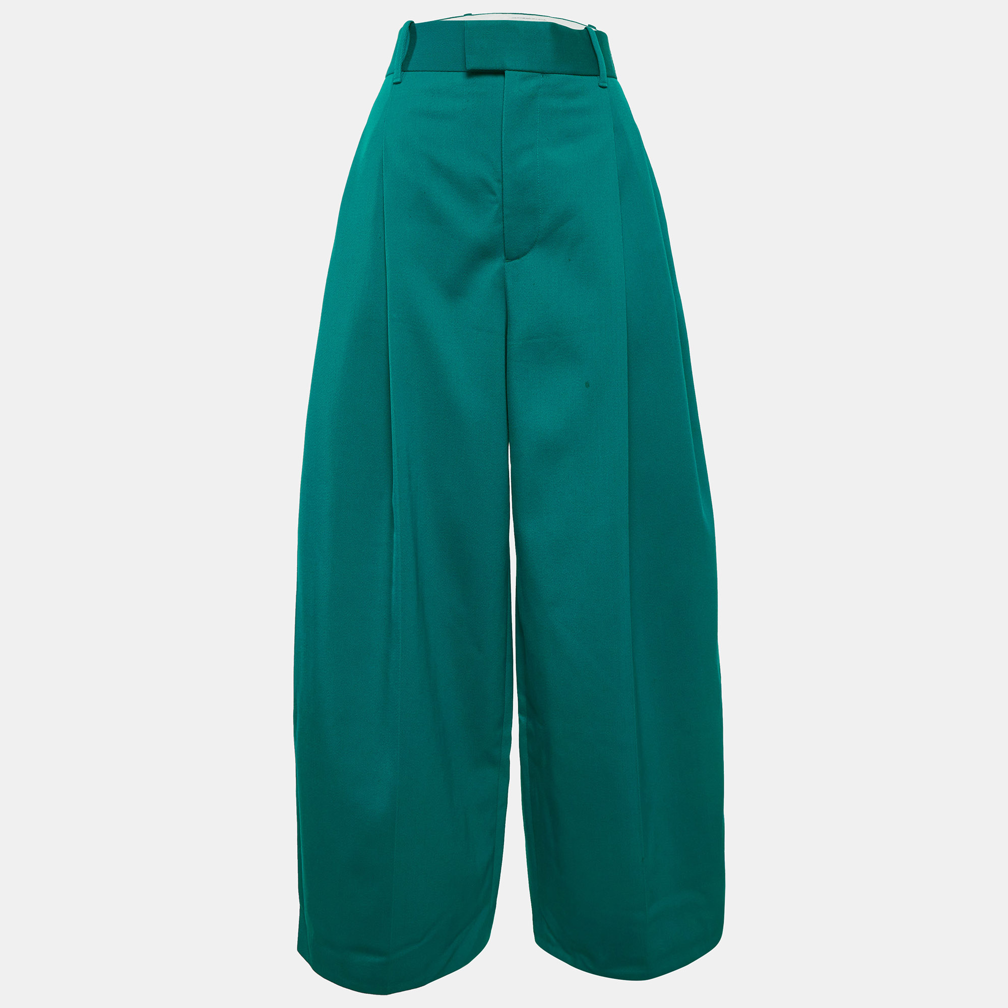 

Bottega Veneta Teal Blue Gabardine Wide-Leg Trousers S