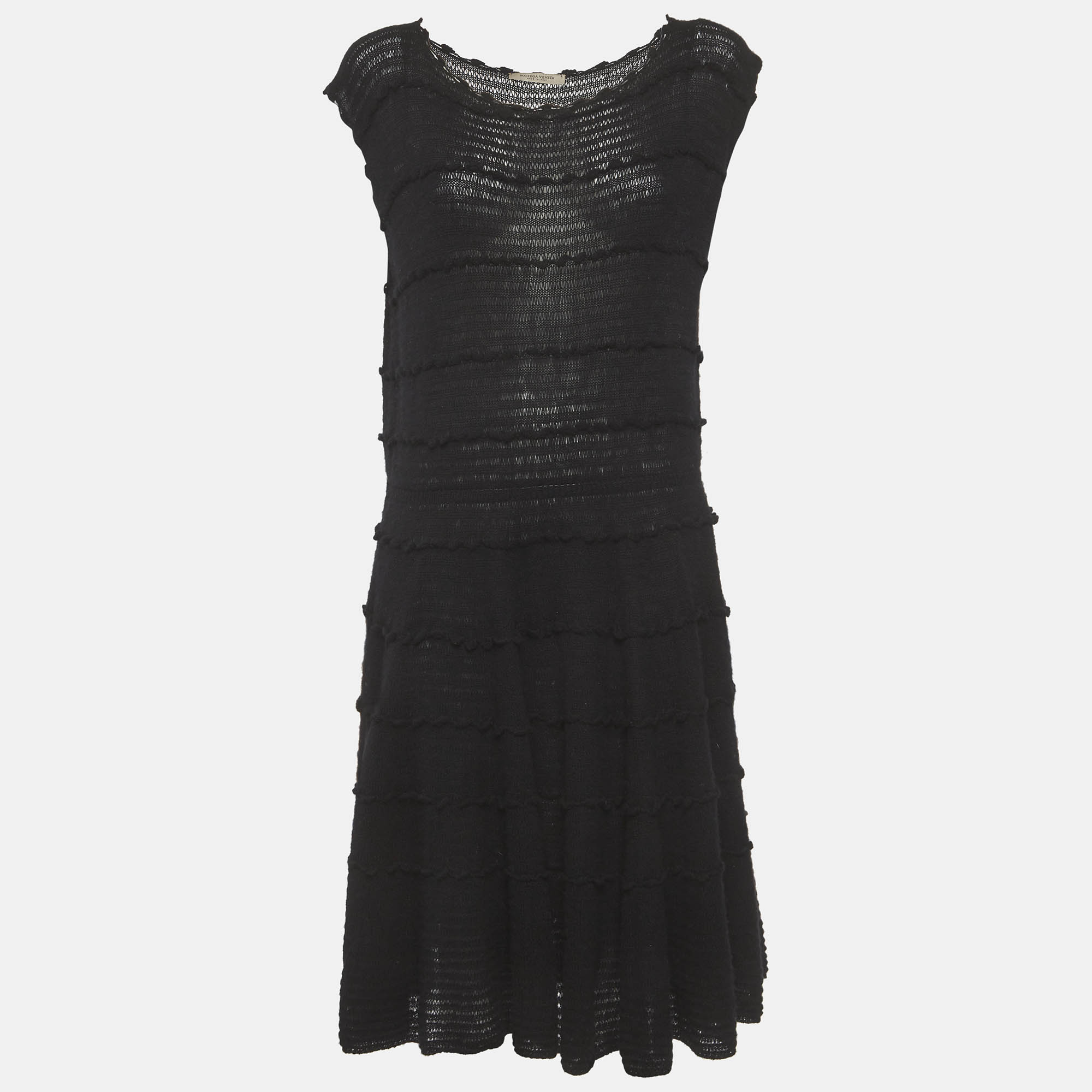 Pre-owned Bottega Veneta Black Knit Cashmere Sleeveless Mini Dress M