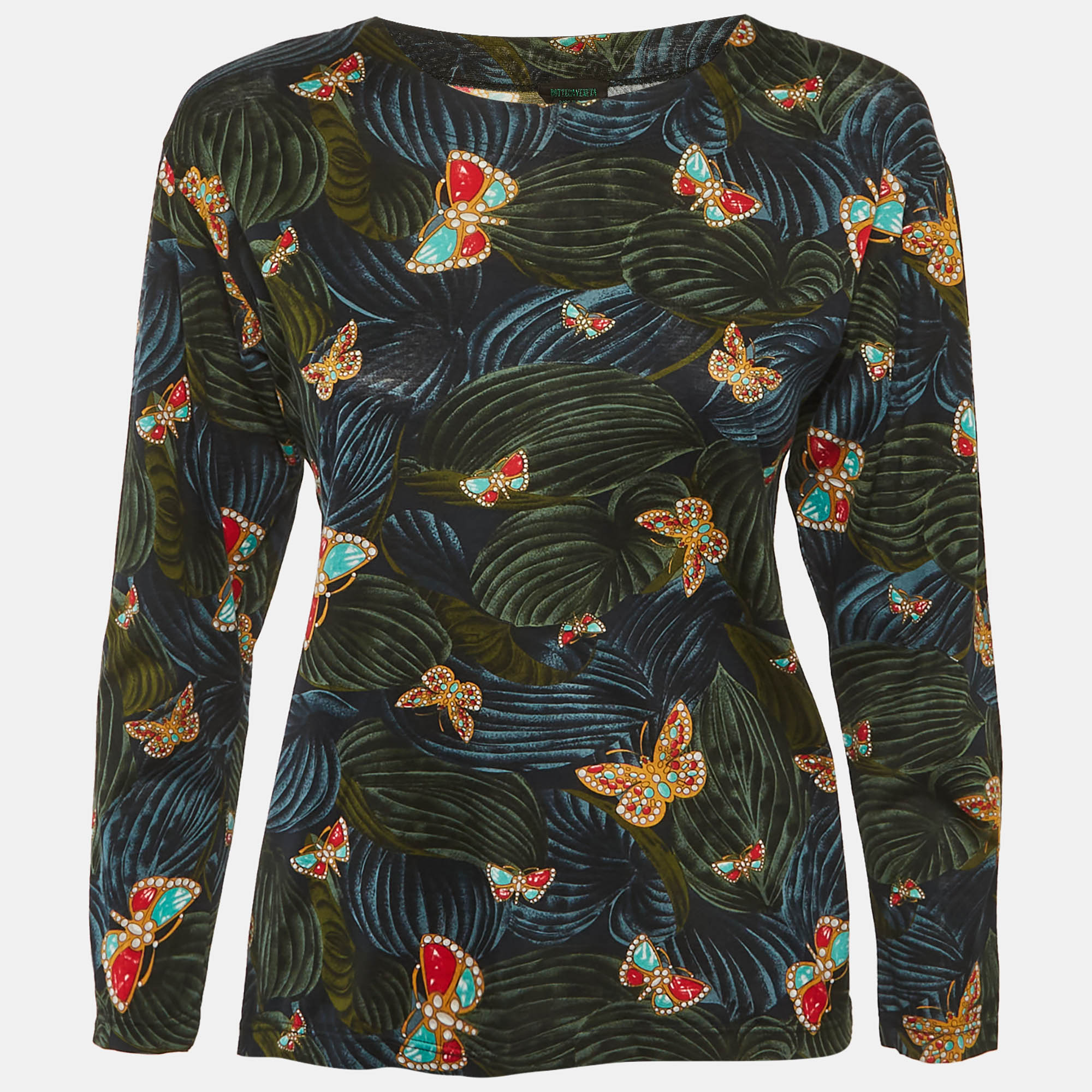 

Bottega Veneta Vintage Green Printed Jersey T-Shirt S