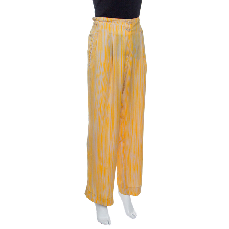 

Bottega Veneta Yellow and Grey Striped Pants