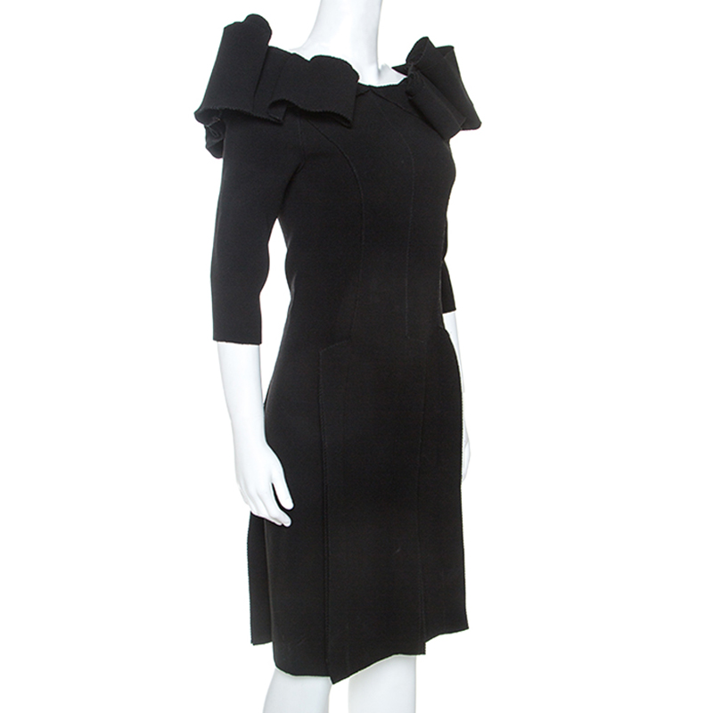 

Bottega Veneta Black Stretch Crepe Off Shoulder Dress