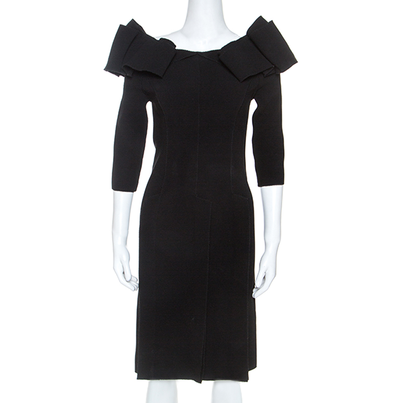Pre Owned فستان بوتيغا فينيتا بلا أكتاف كريب ستريتش أسود S