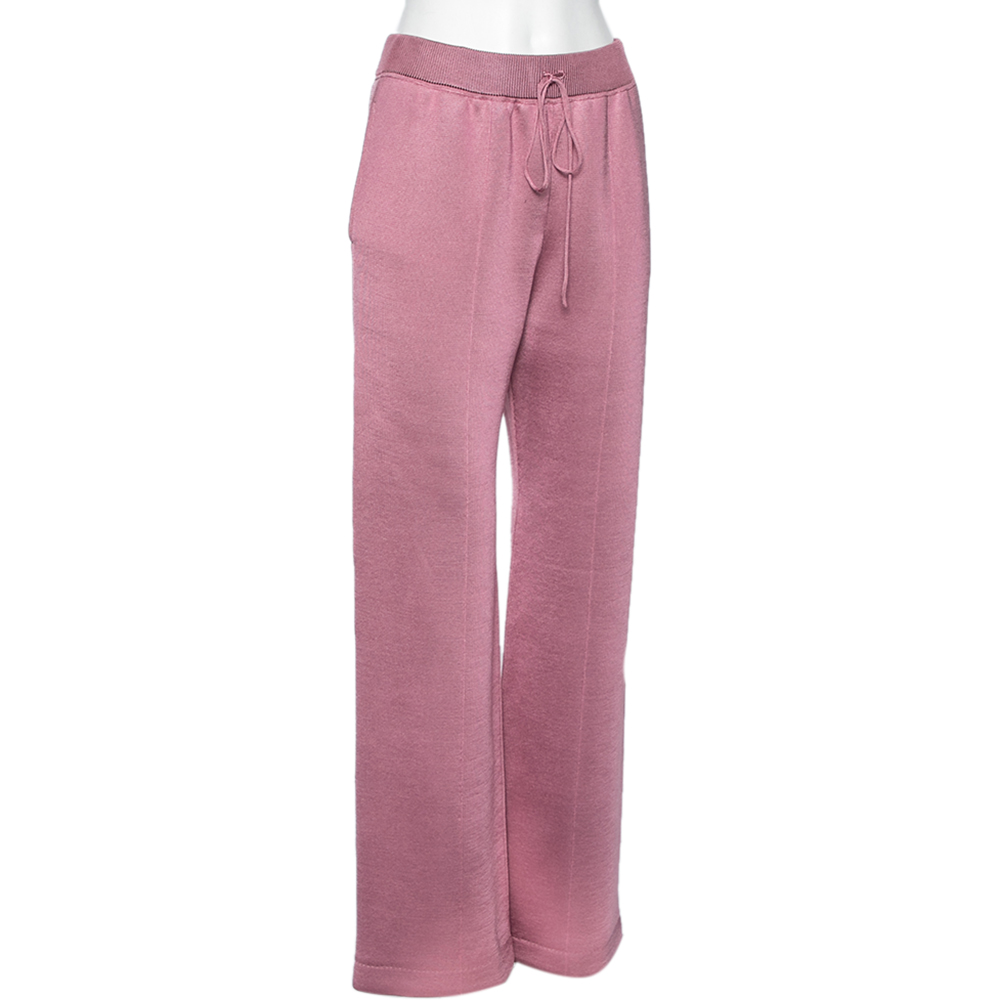 

Bottega Veneta Pink Wool Knit Wide Leg Track Pants
