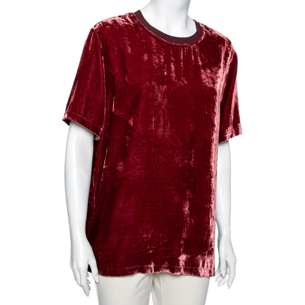 

Bottega Veneta Red Velvet Crewneck Short Sleeve T-Shirt