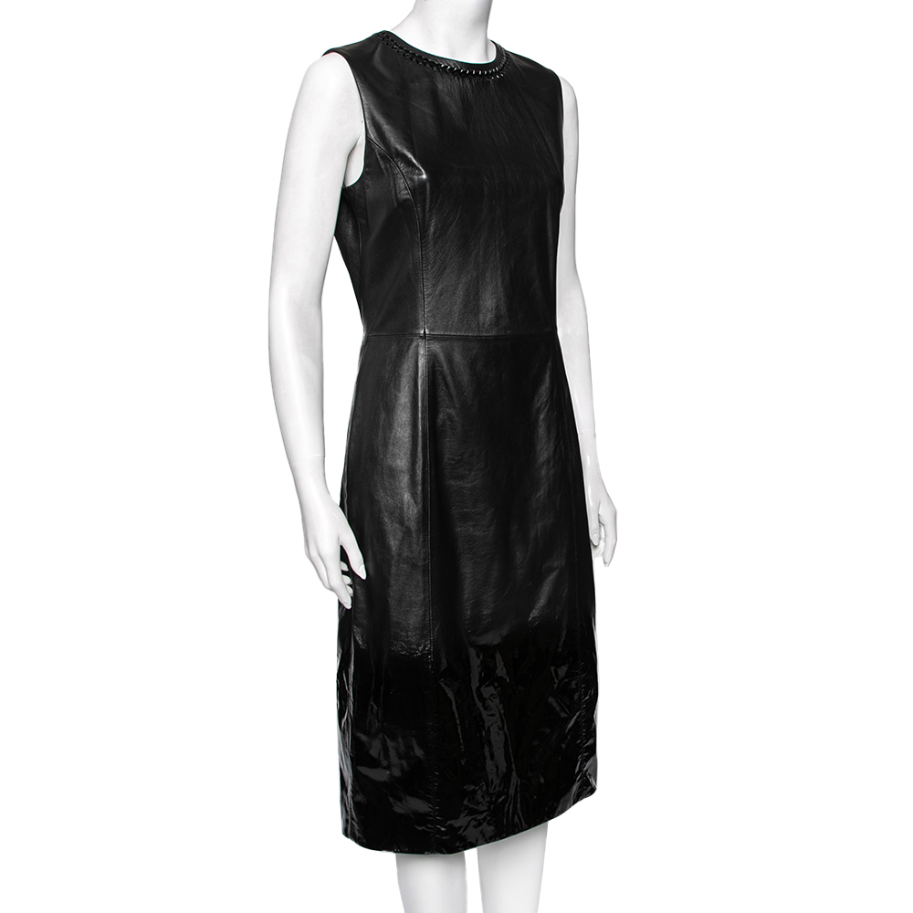 

Bottega Veneta Black Leather & PVC Sleeveless Dress