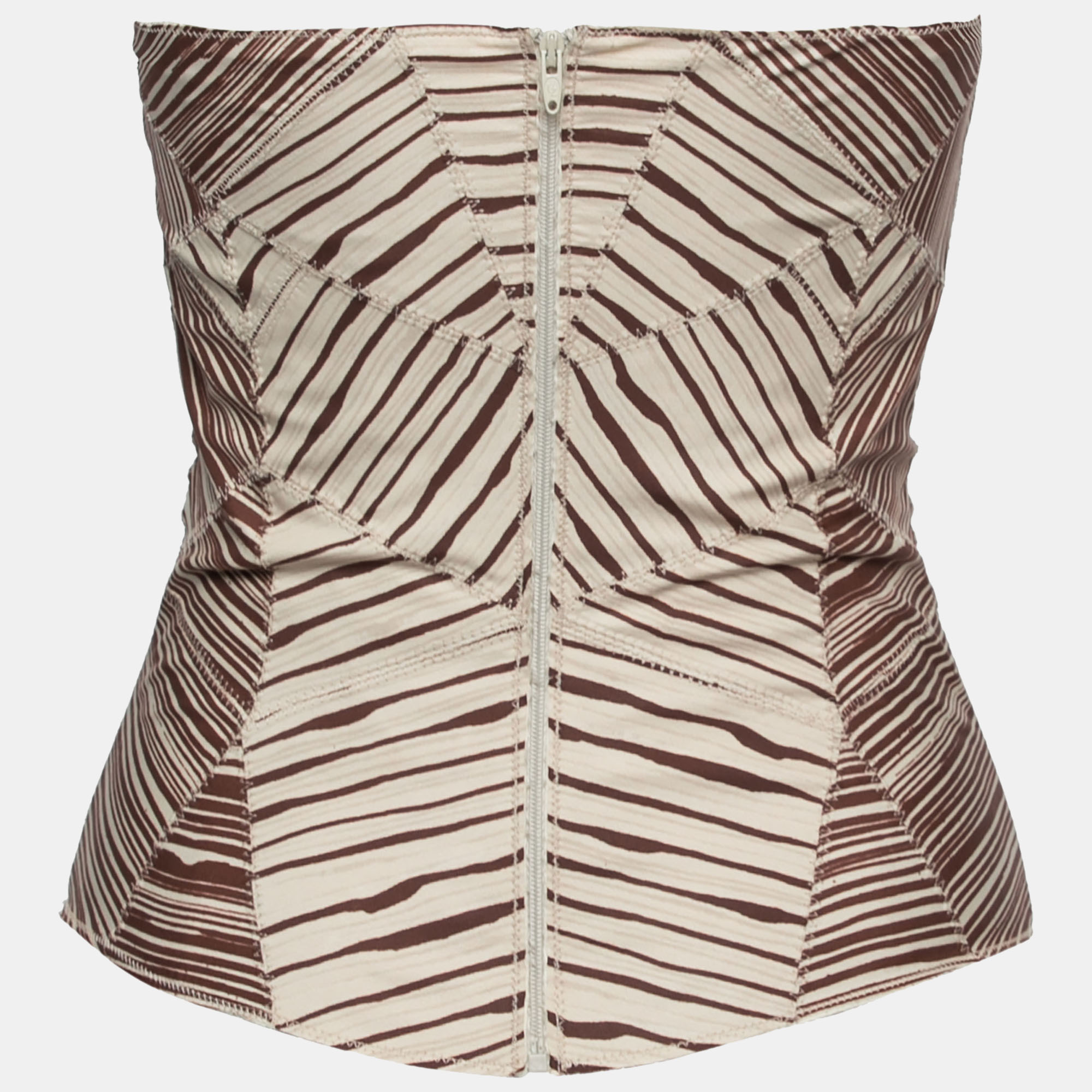 

Bottega Veneta Beige Printed Cotton Strapless Bustier Corset Top