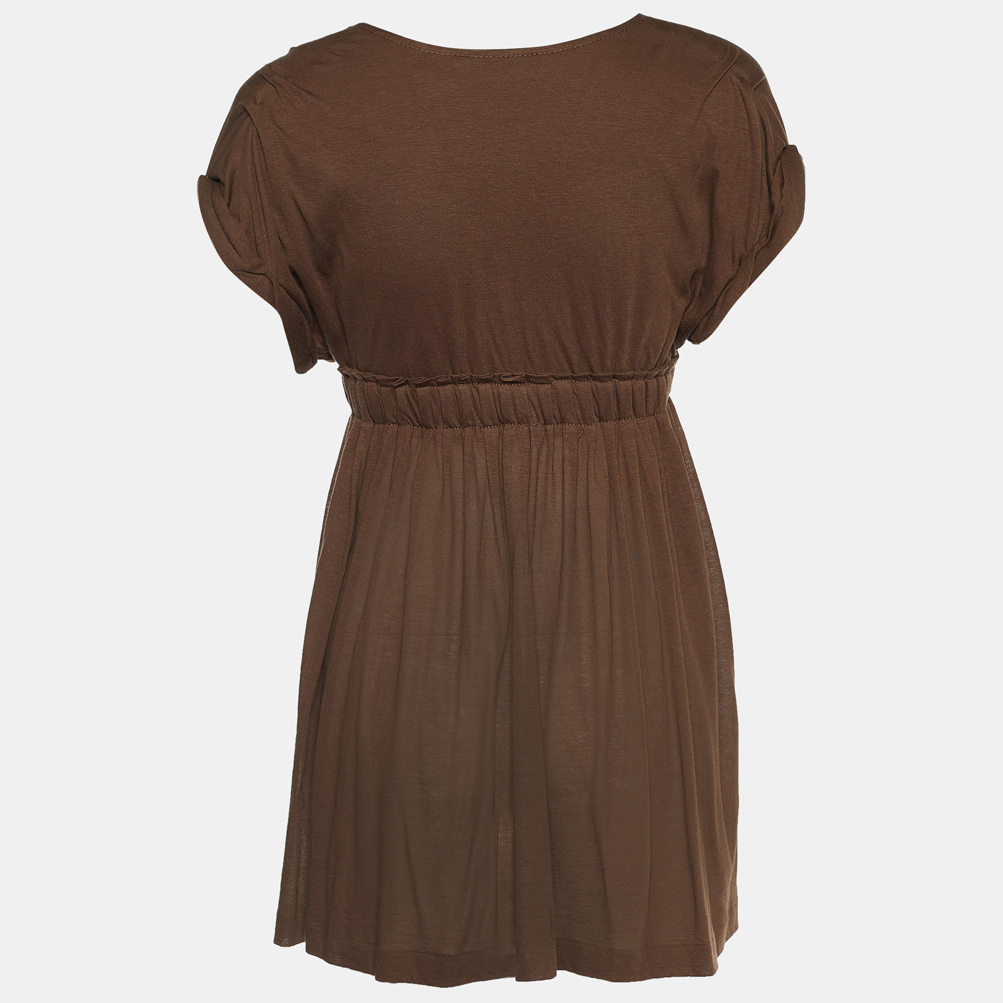 

Bottega Veneta Brown Jersey Gathered Waist Top