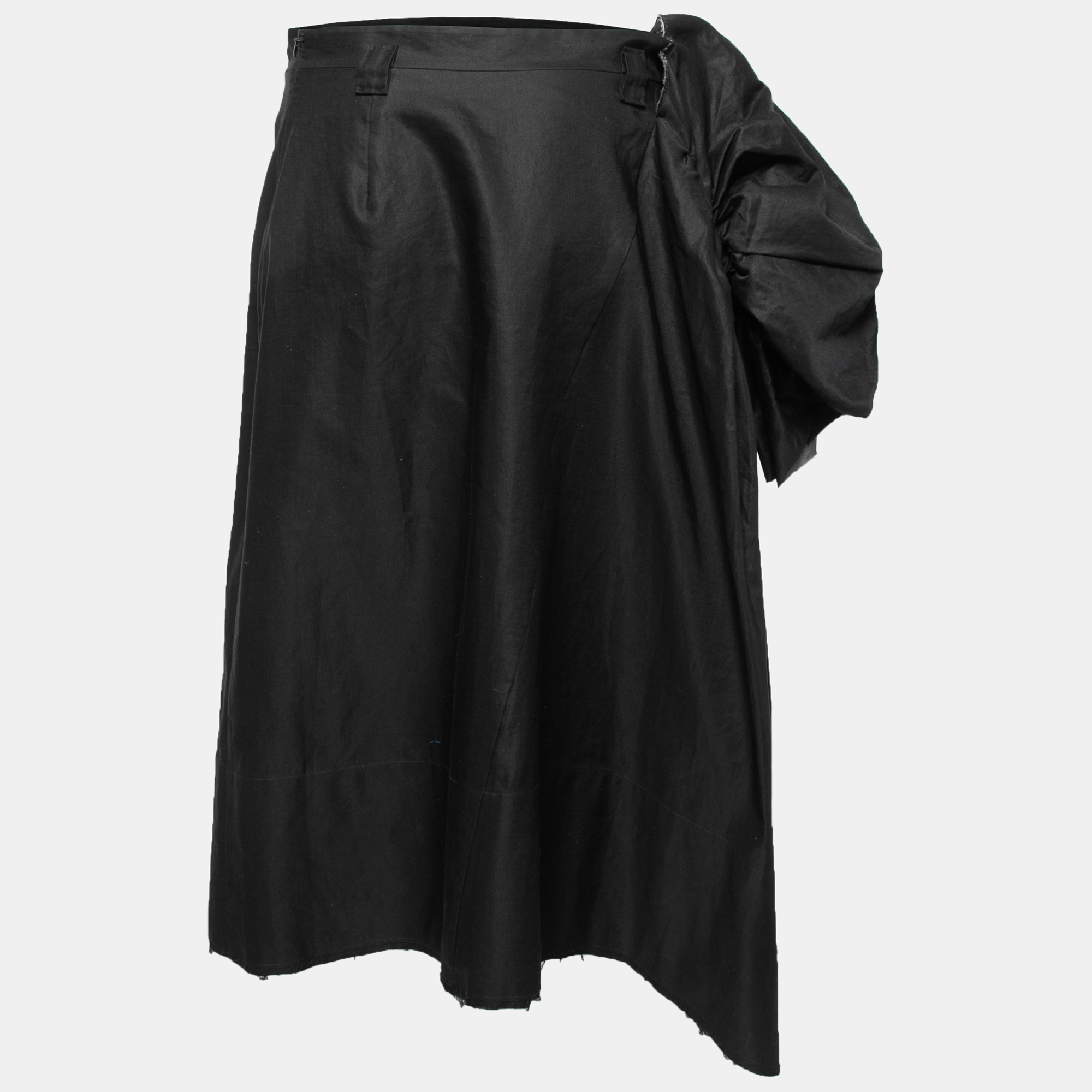 

Bottega Veneta Black Cotton & Ramie Floral Appliqued Skirt
