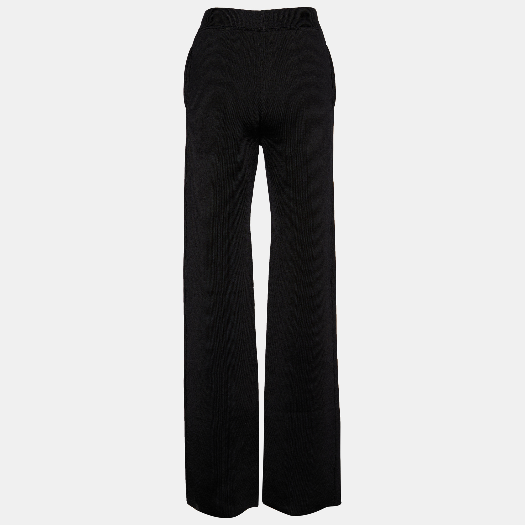 

Bottega Veneta Black Rib Knit Flared Pants / Waist: 24