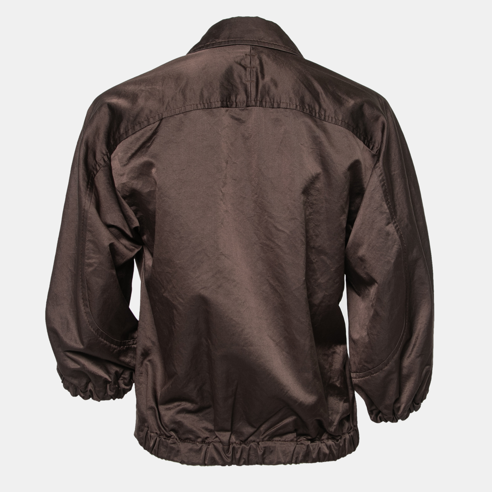 

Bottega Veneta Brown Silk & Cotton Zip-Front Jacket