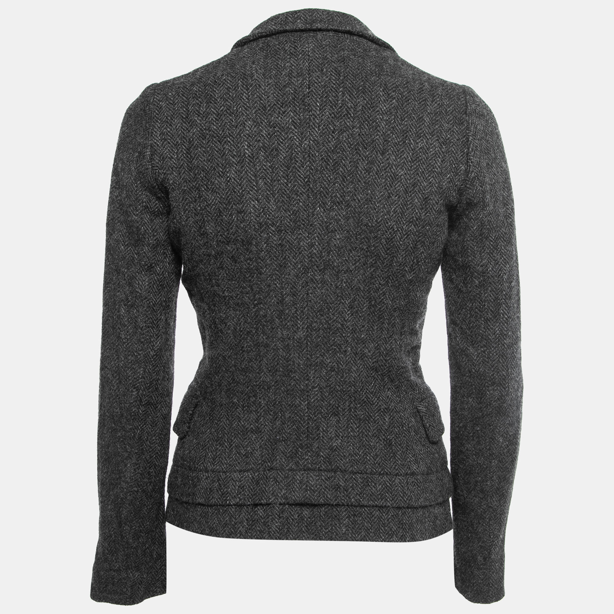 

Bottega Veneta Grey Herringbone Pattern Wool Blazer