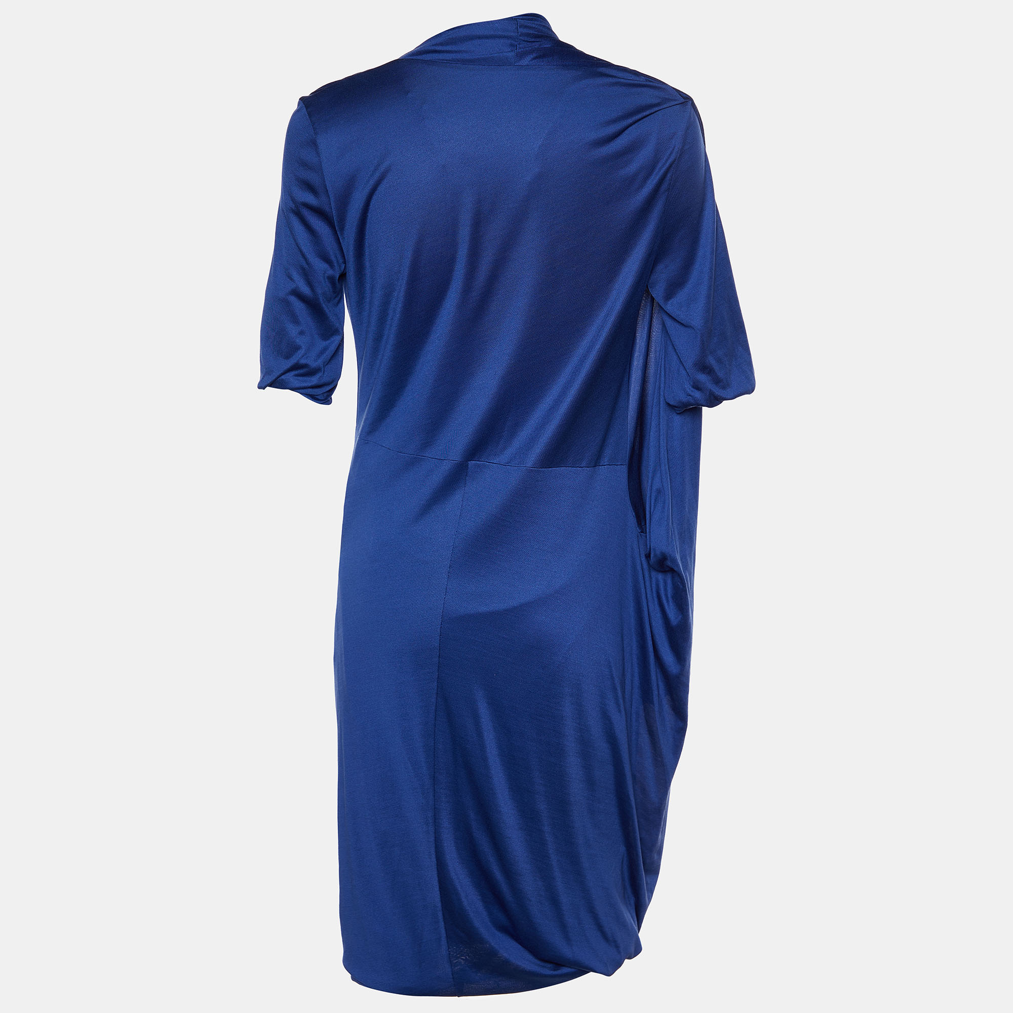 

Bottega Veneta Blue Silk Jersey Draped Mini Dress